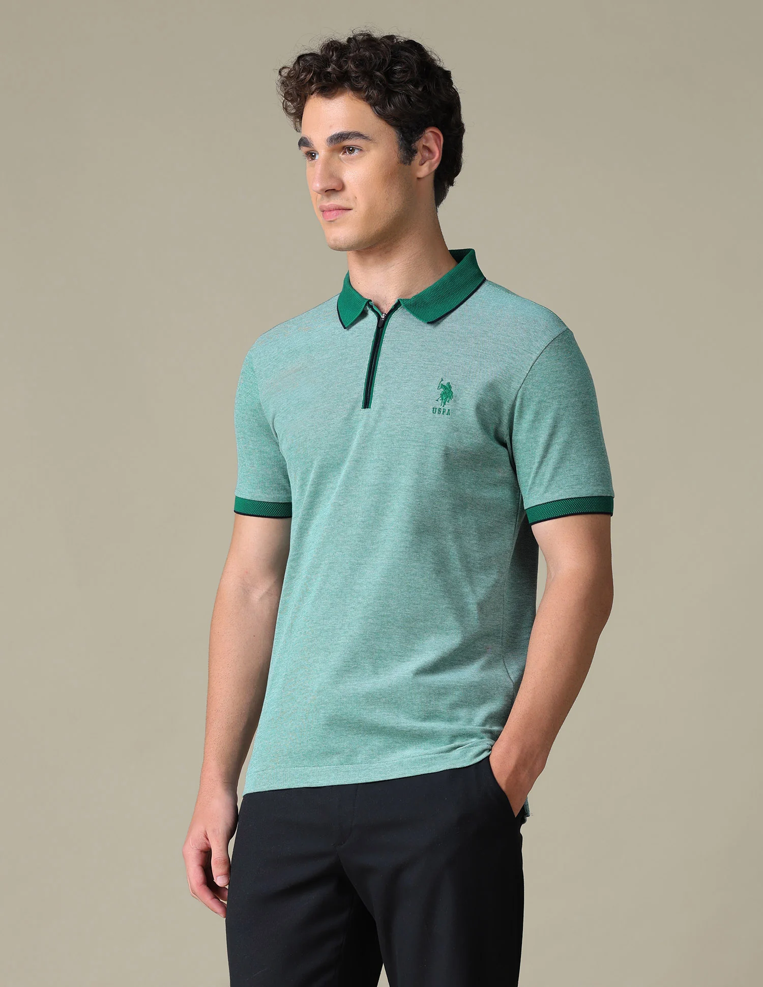 Heathered Regular Fit Polo Shirt - Image 4