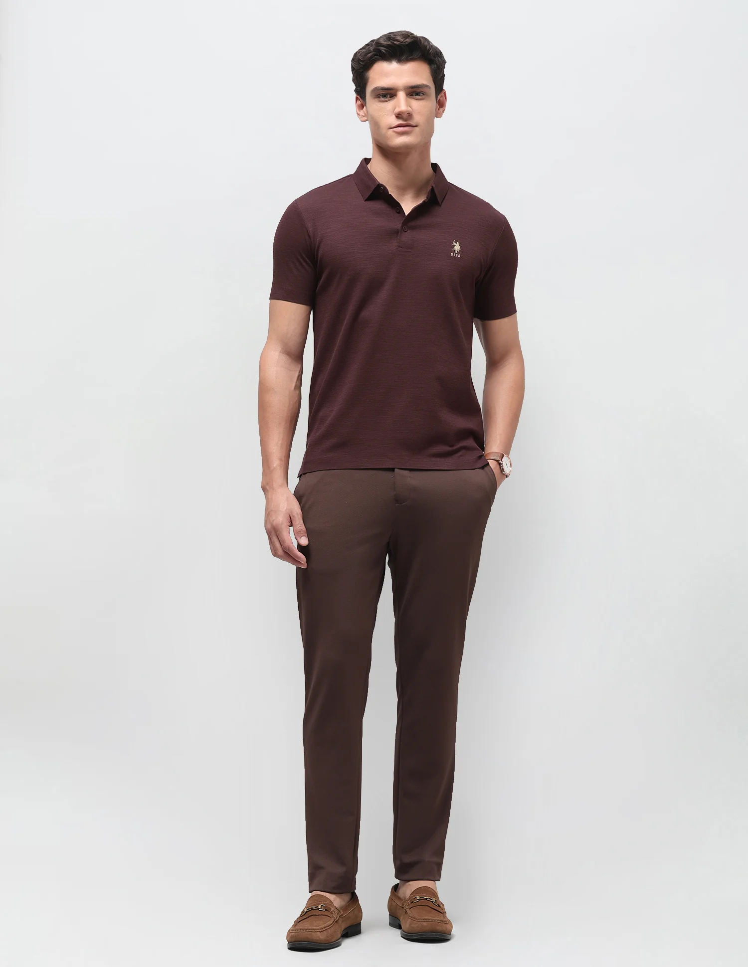 Heathered Slim Fit Polo Shirt - Image 3