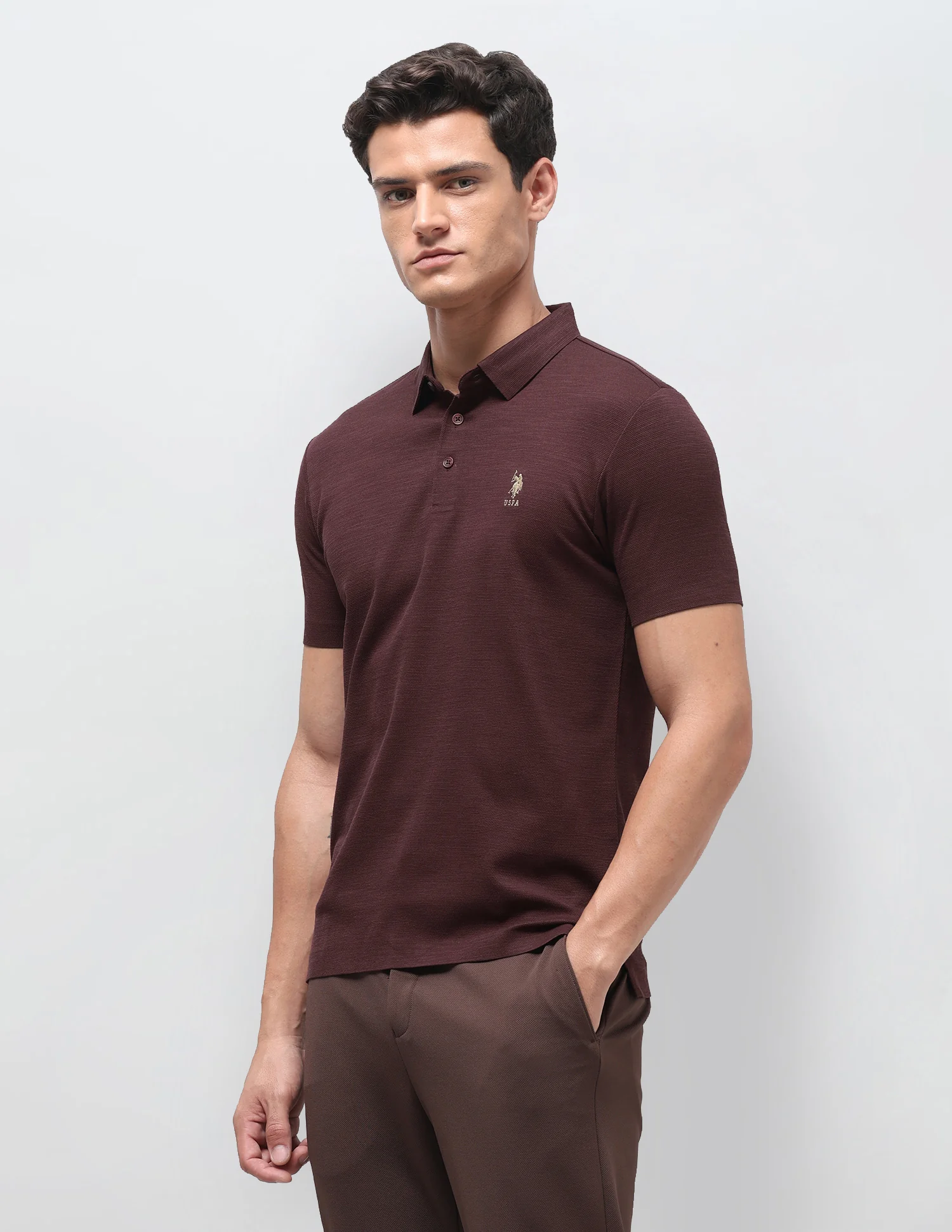Heathered Slim Fit Polo Shirt - Image 4