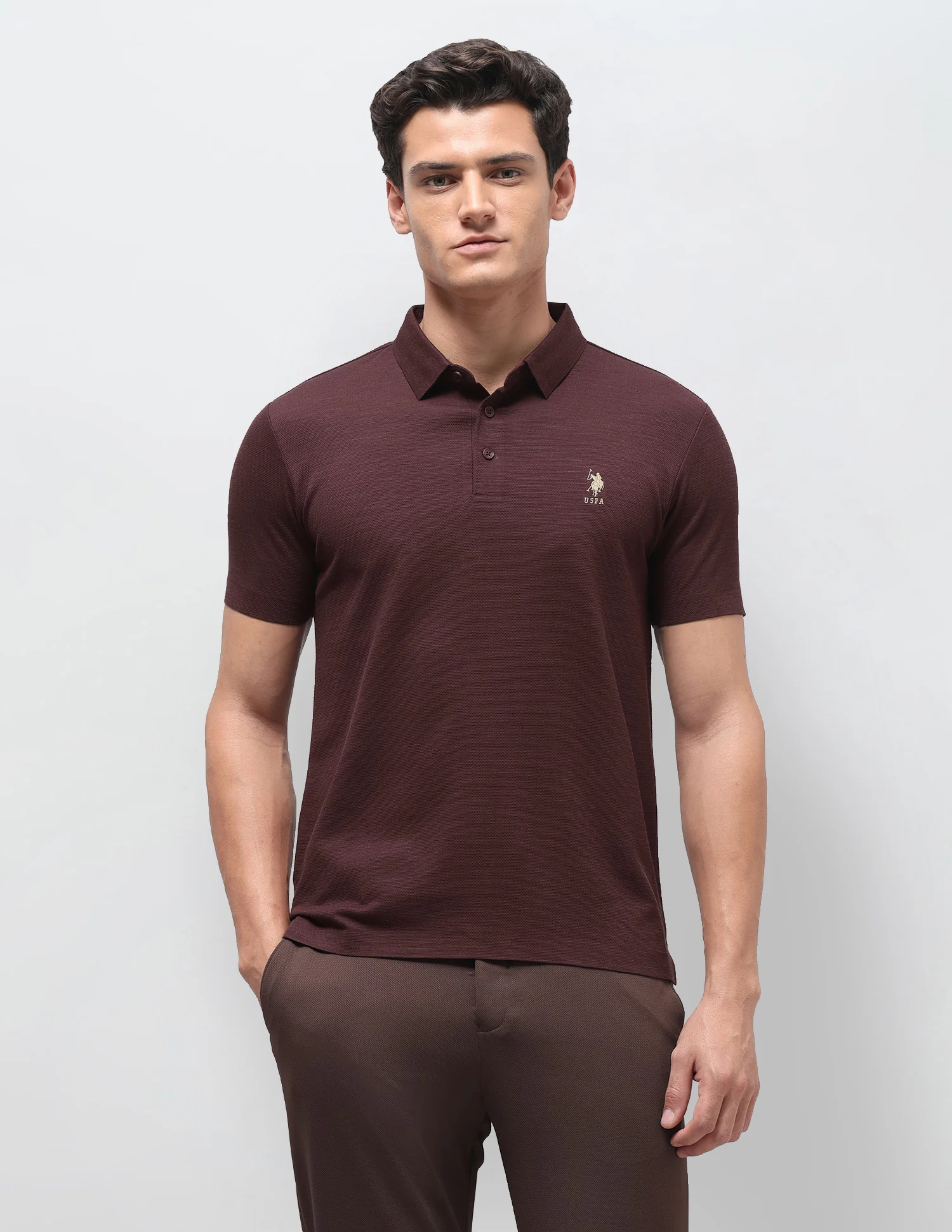 Heathered Slim Fit Polo Shirt - Image 6