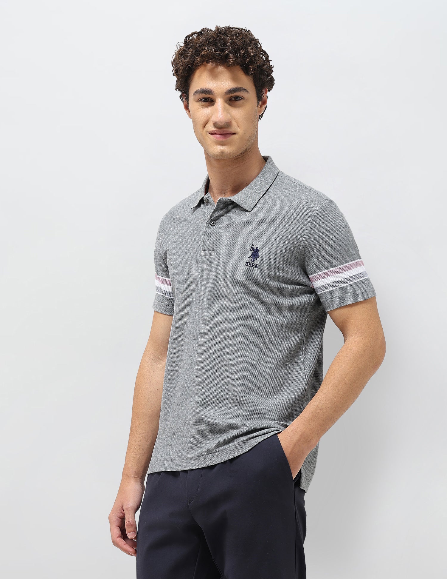 Heathered Slim Fit Polo Shirt - Image 4