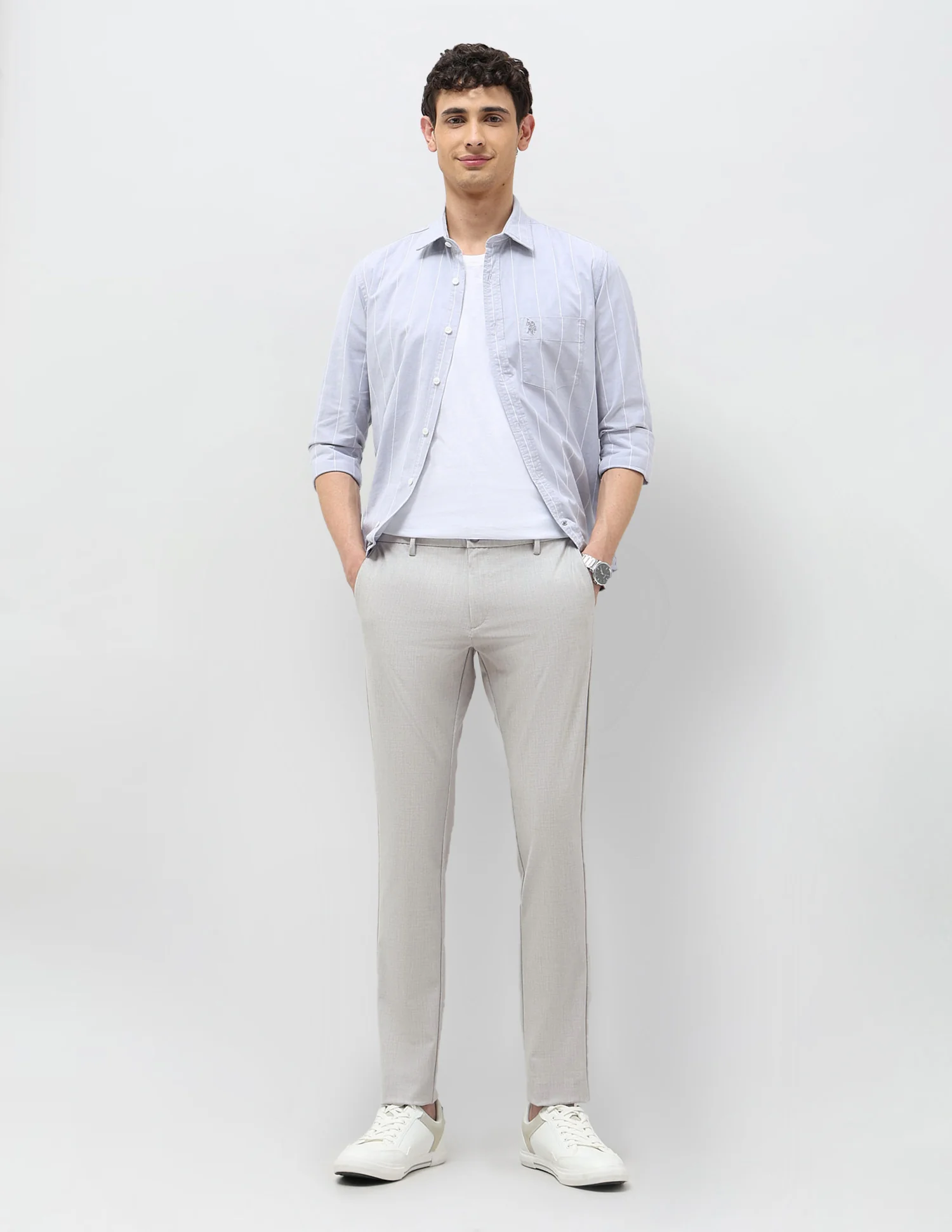 Heathered Slim Fit Trousers - Image 3