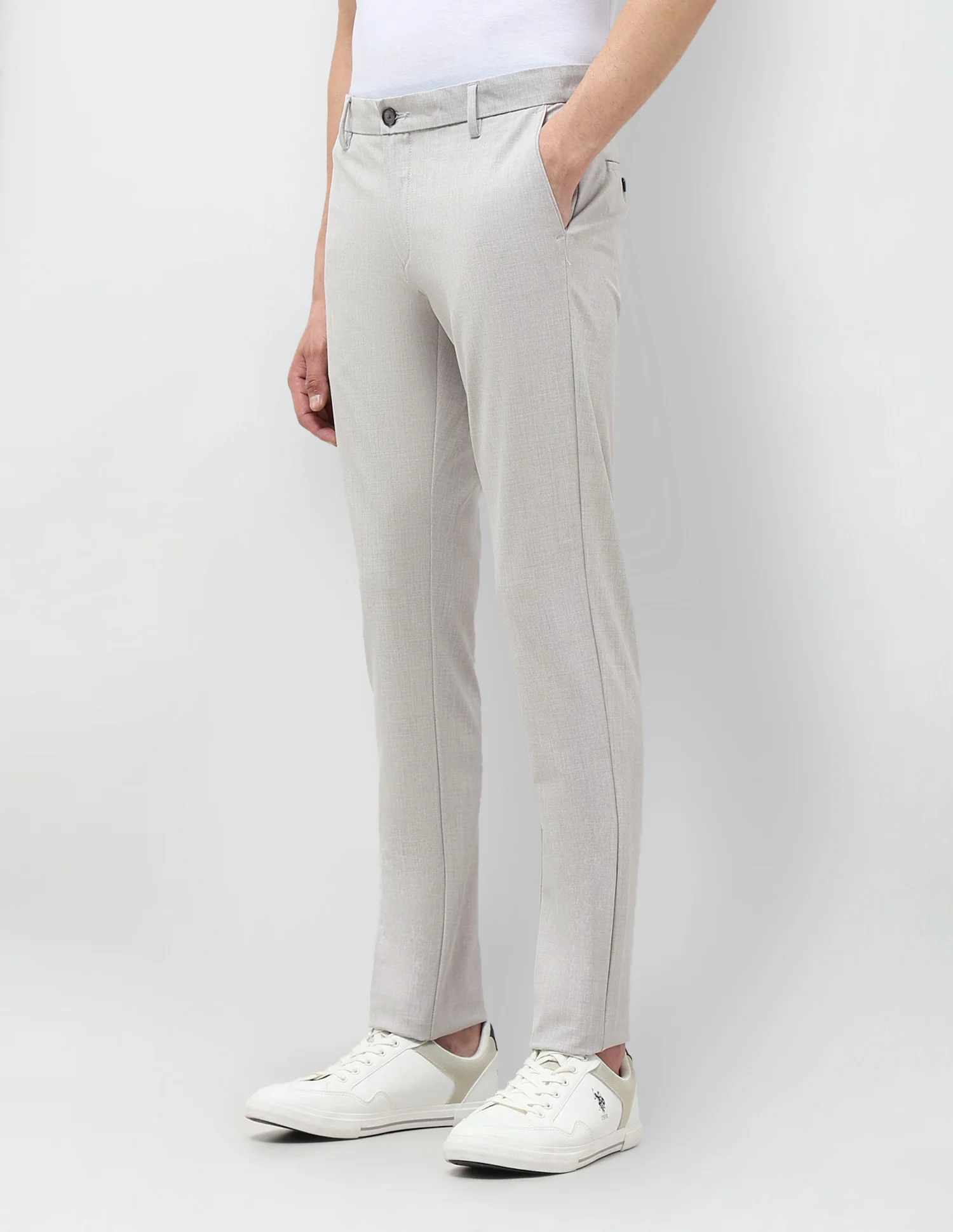 Heathered Slim Fit Trousers - Image 4