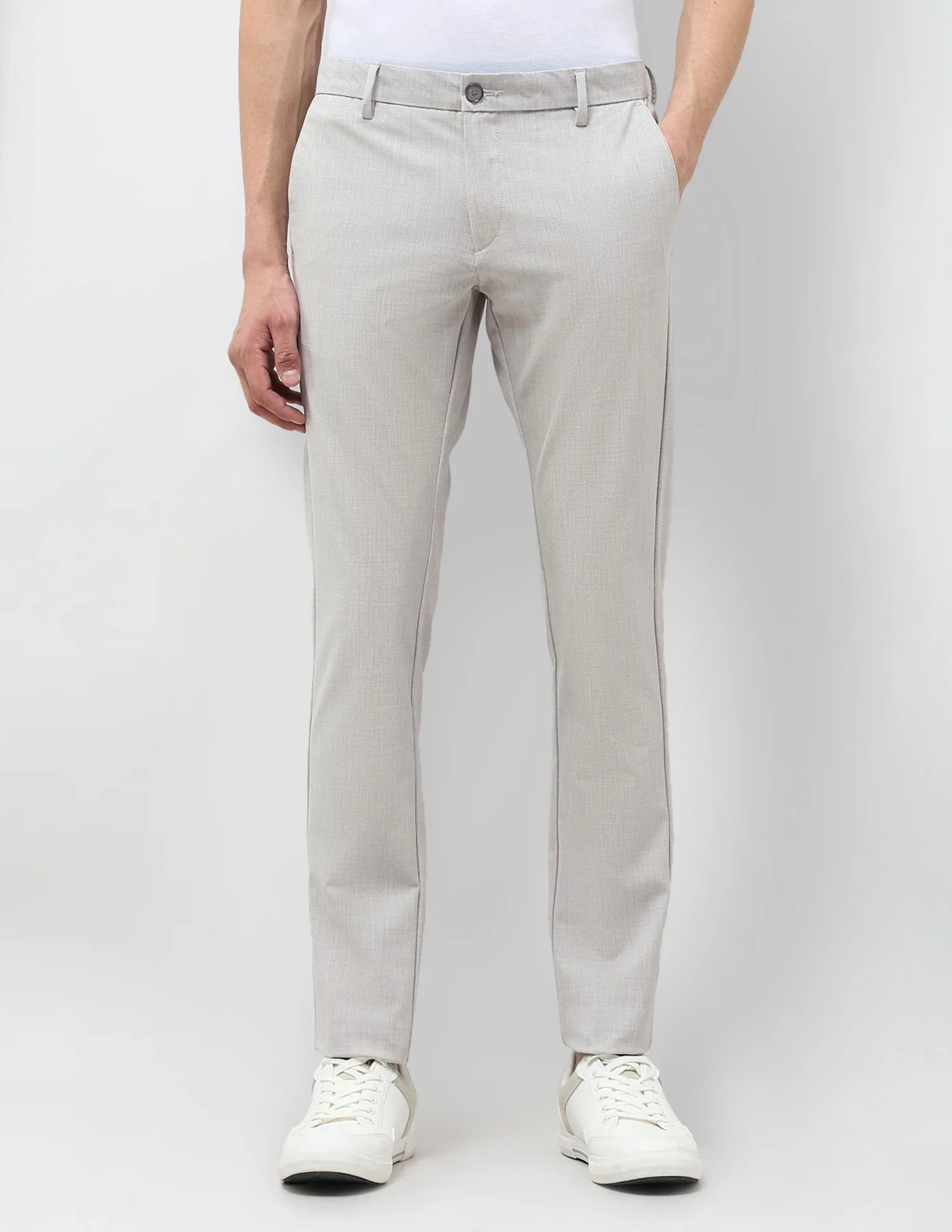 Heathered Slim Fit Trousers - Image 6