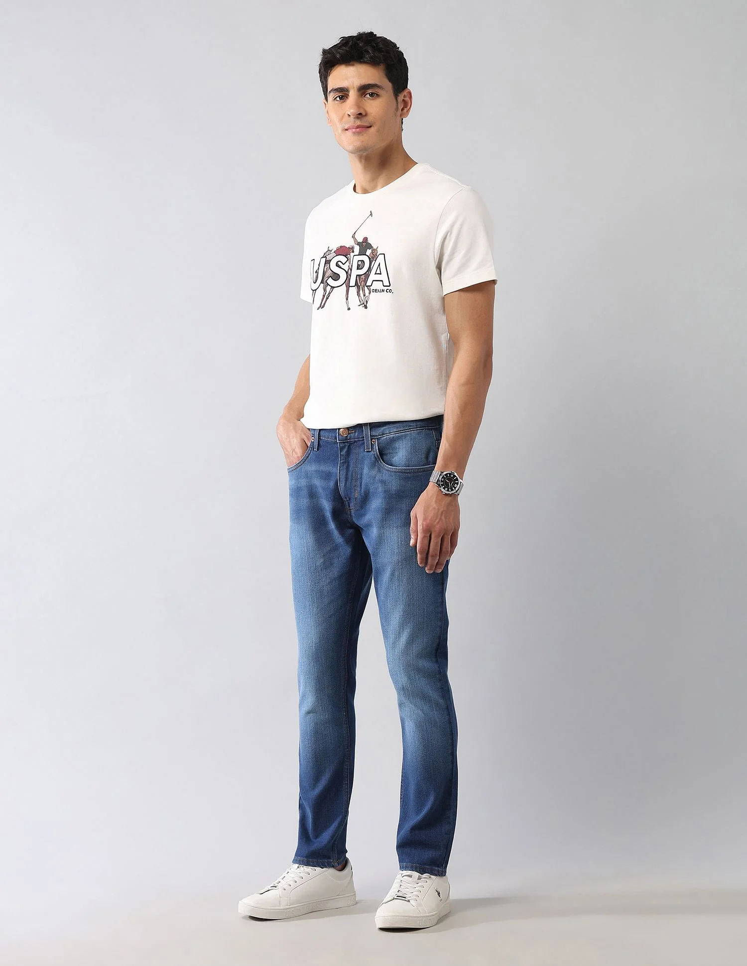 Henry Skinny Cropped Fit Blue Jeans - Image 3