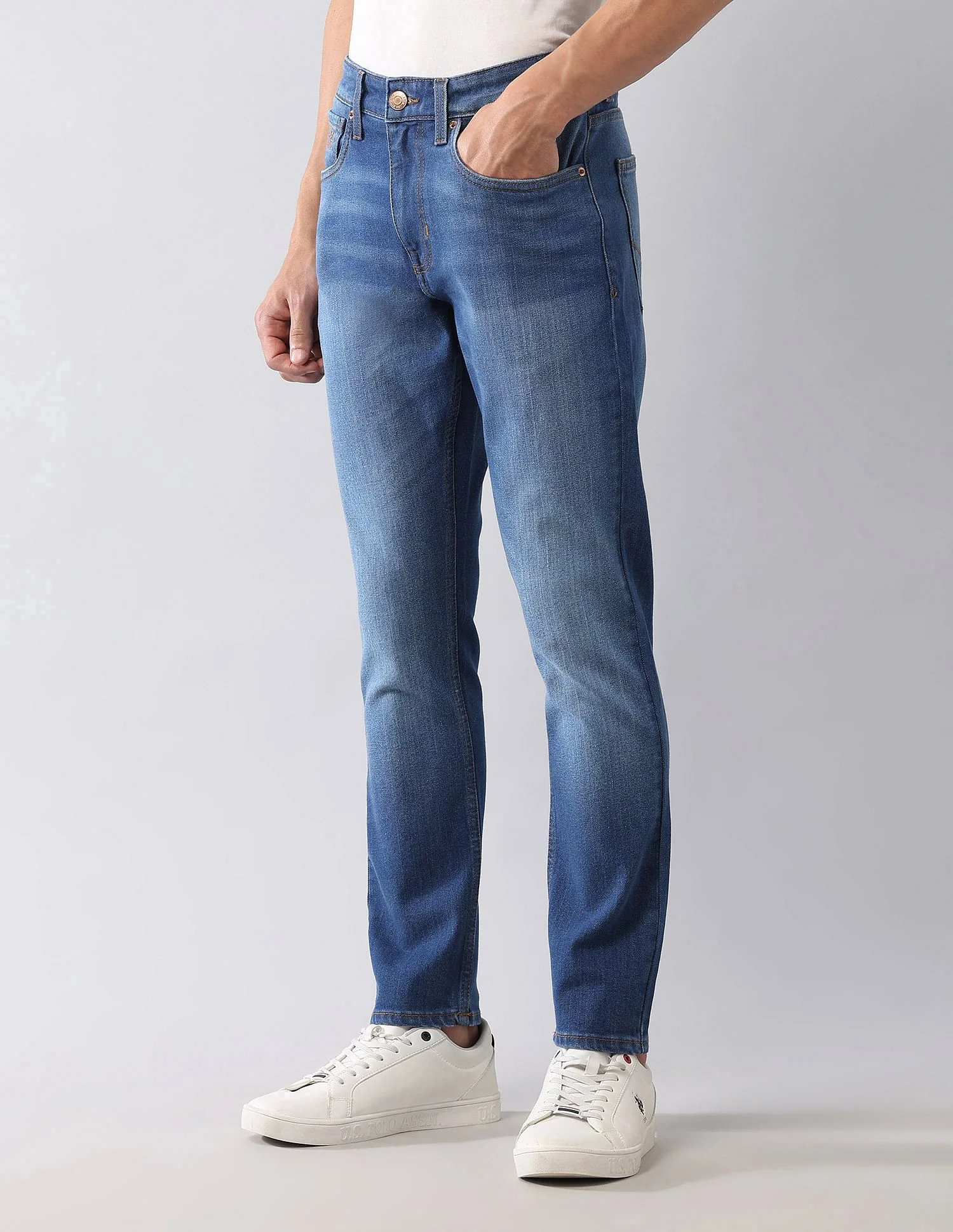 Henry Skinny Cropped Fit Blue Jeans - Image 4