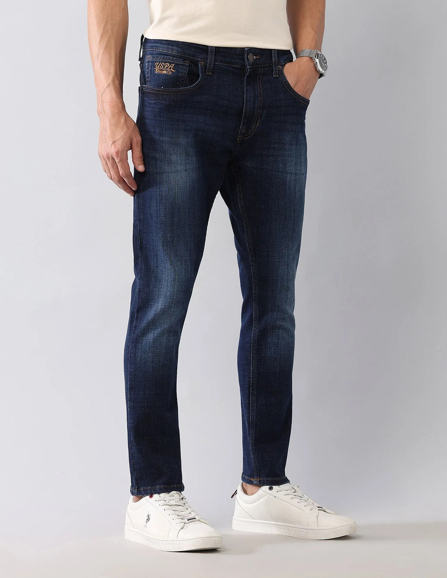 Henry Skinny Cropped Fit Blue Jeans