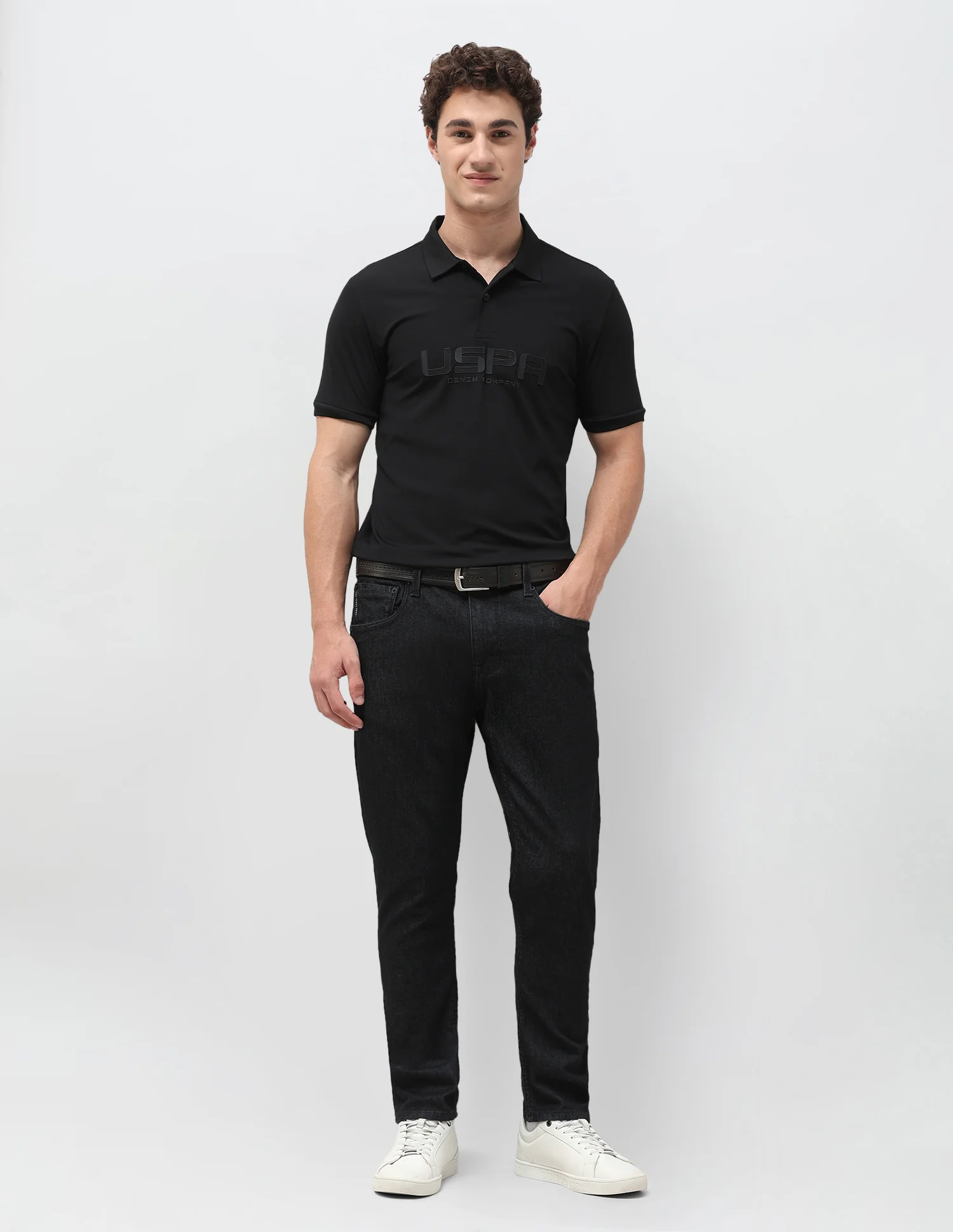 Henry Tapered Cropped Fit Black Jeans - Image 3