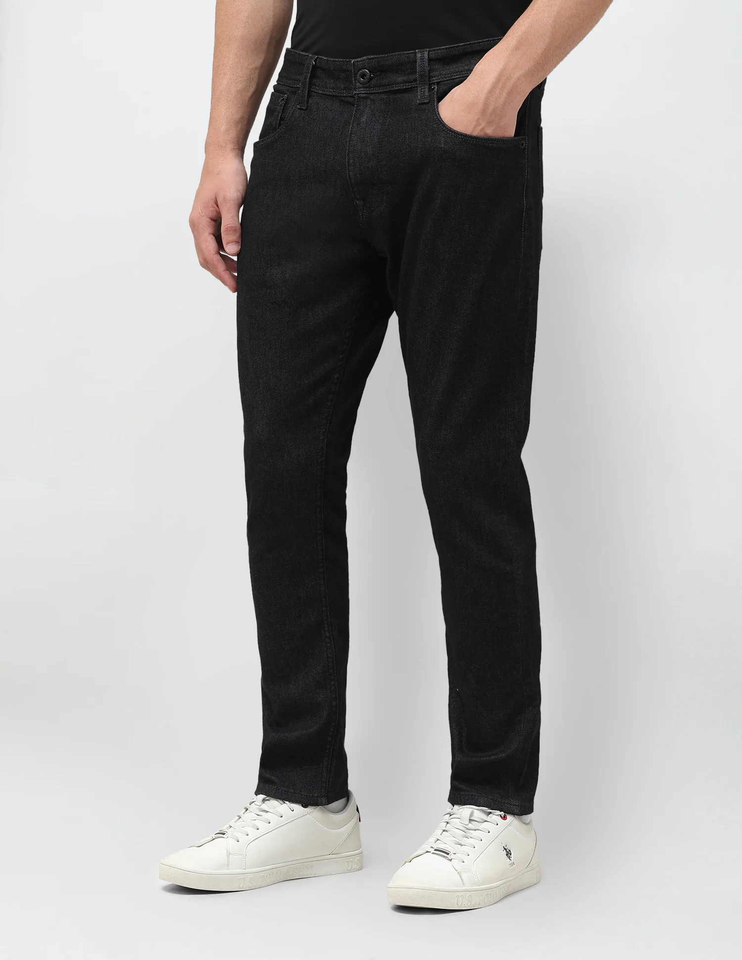 Henry Tapered Cropped Fit Black Jeans - Image 4