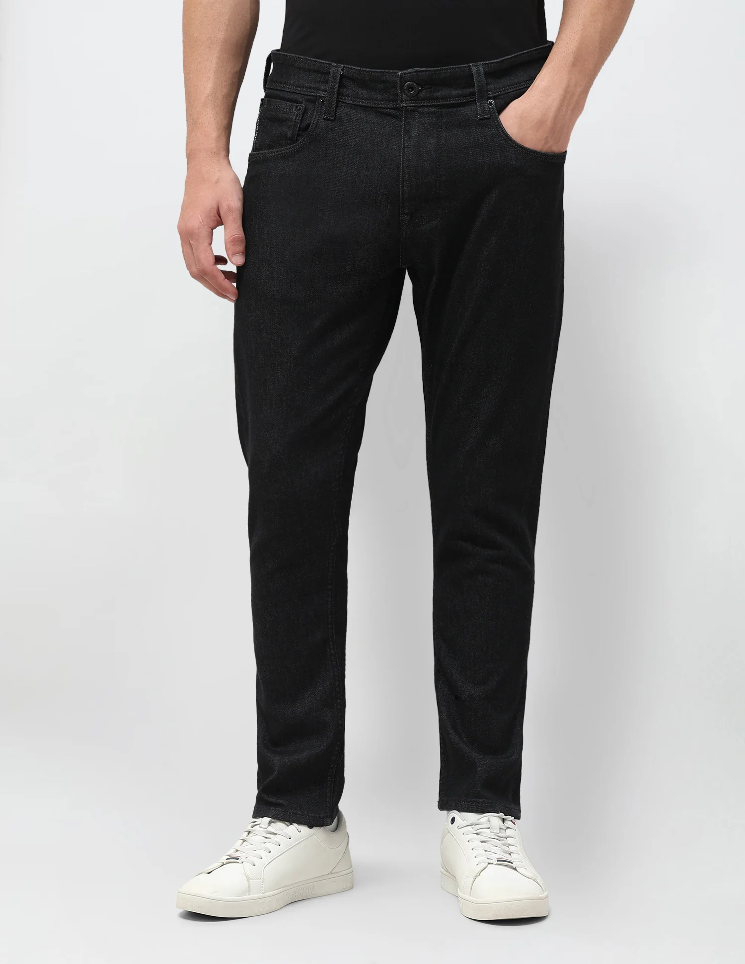 Henry Tapered Cropped Fit Black Jeans - Image 6