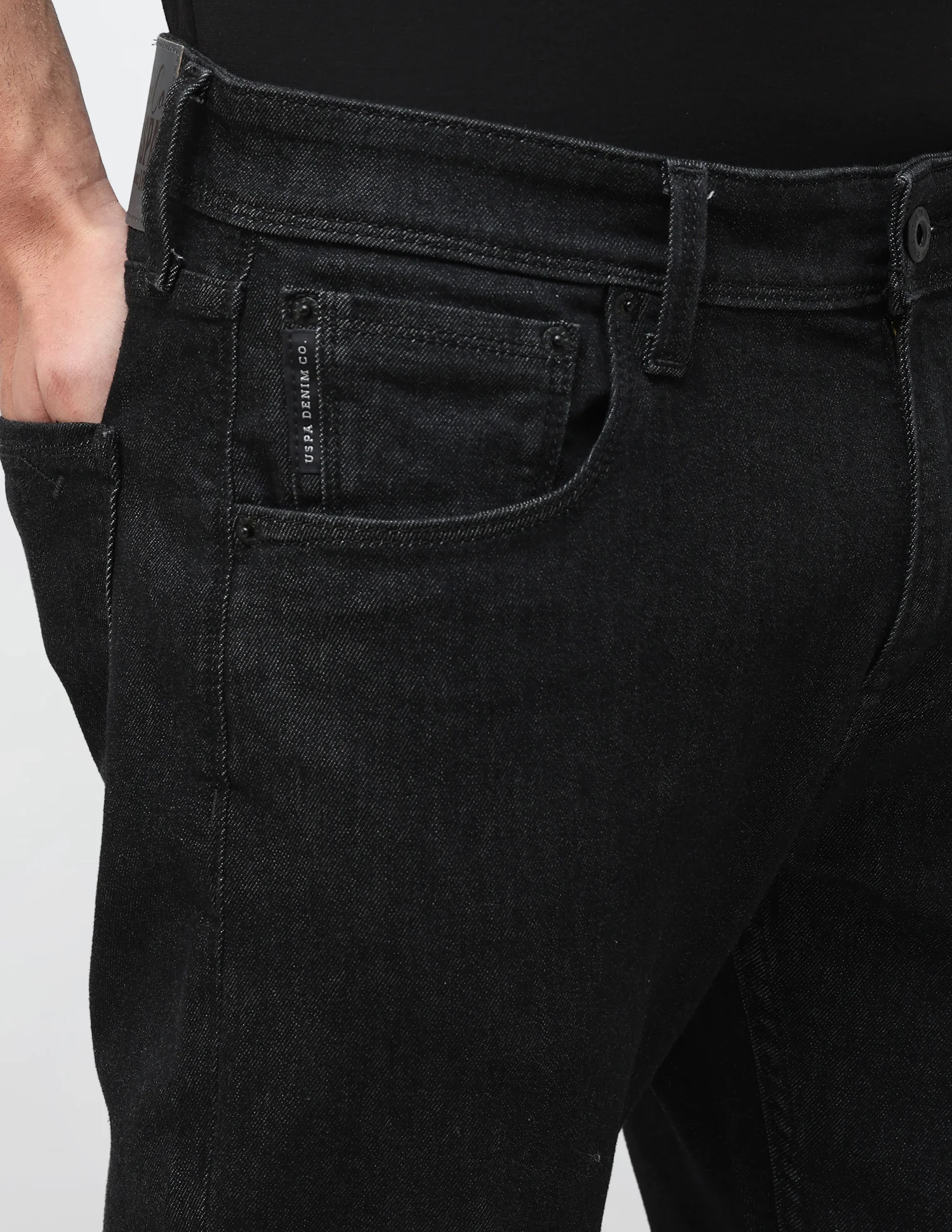 Henry Tapered Cropped Fit Black Jeans - Image 7