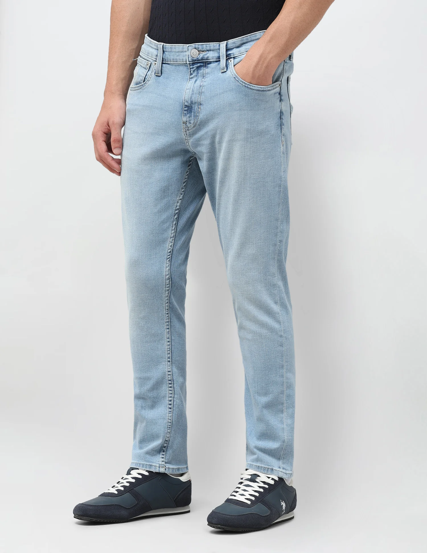 Henry Tapered Cropped Fit Blue Jeans - Image 4