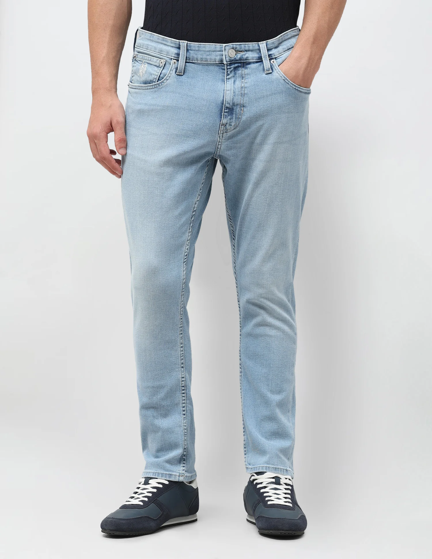 Henry Tapered Cropped Fit Blue Jeans - Image 6