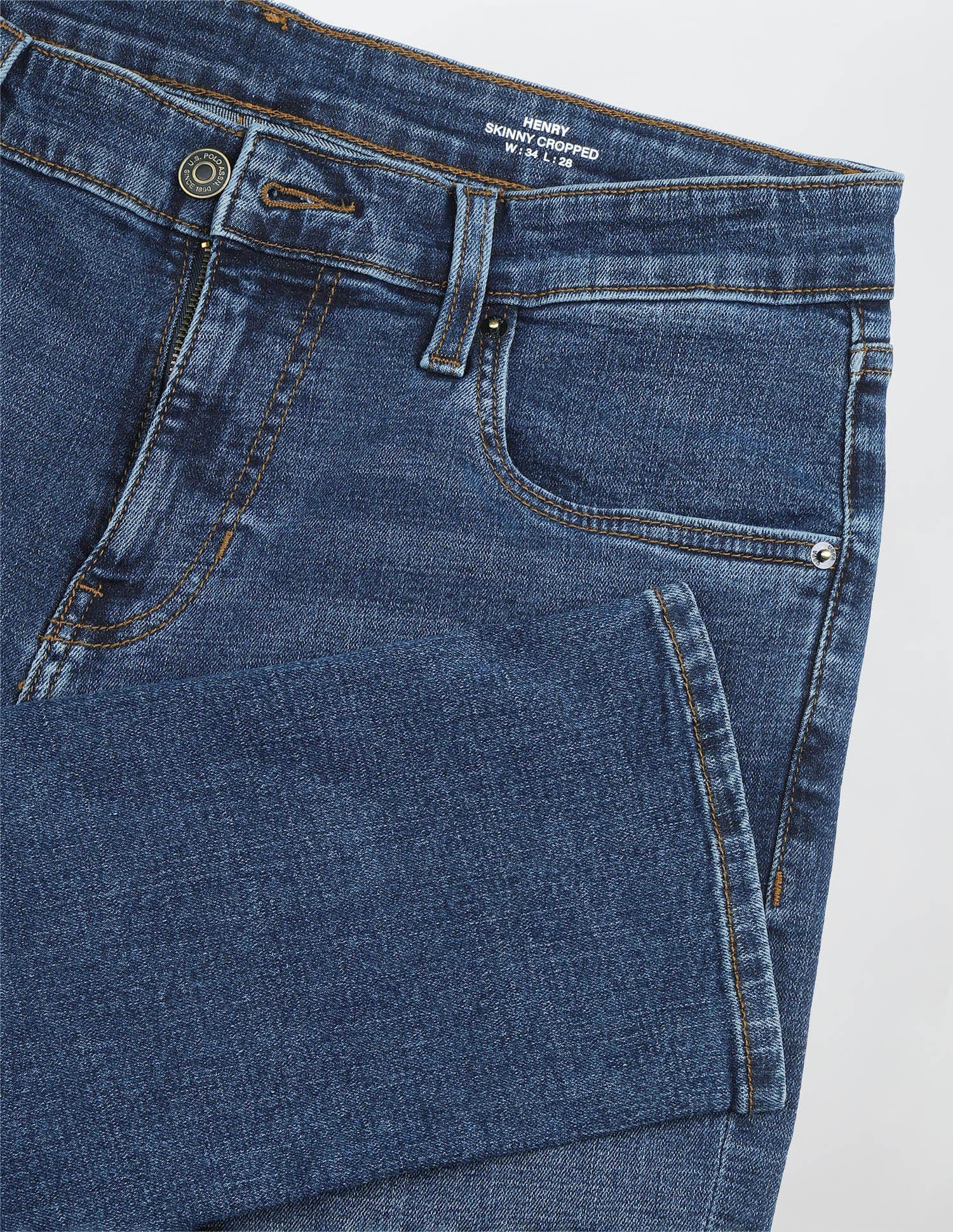 Henry Tapered Cropped Fit Blue Jeans - Image 2