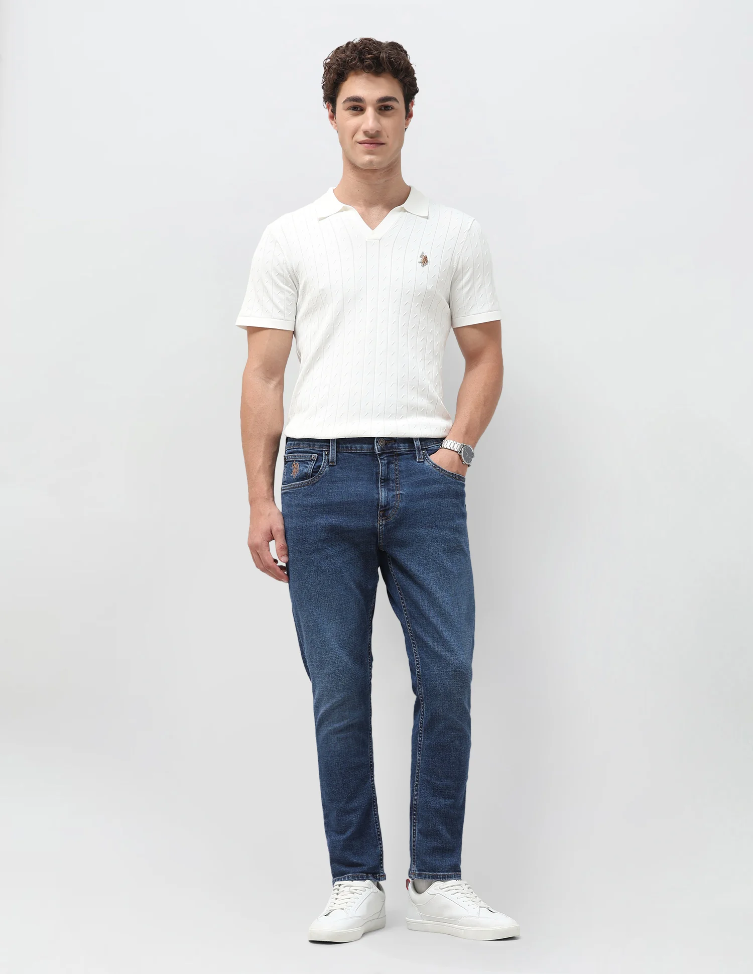 Henry Tapered Cropped Fit Blue Jeans - Image 3