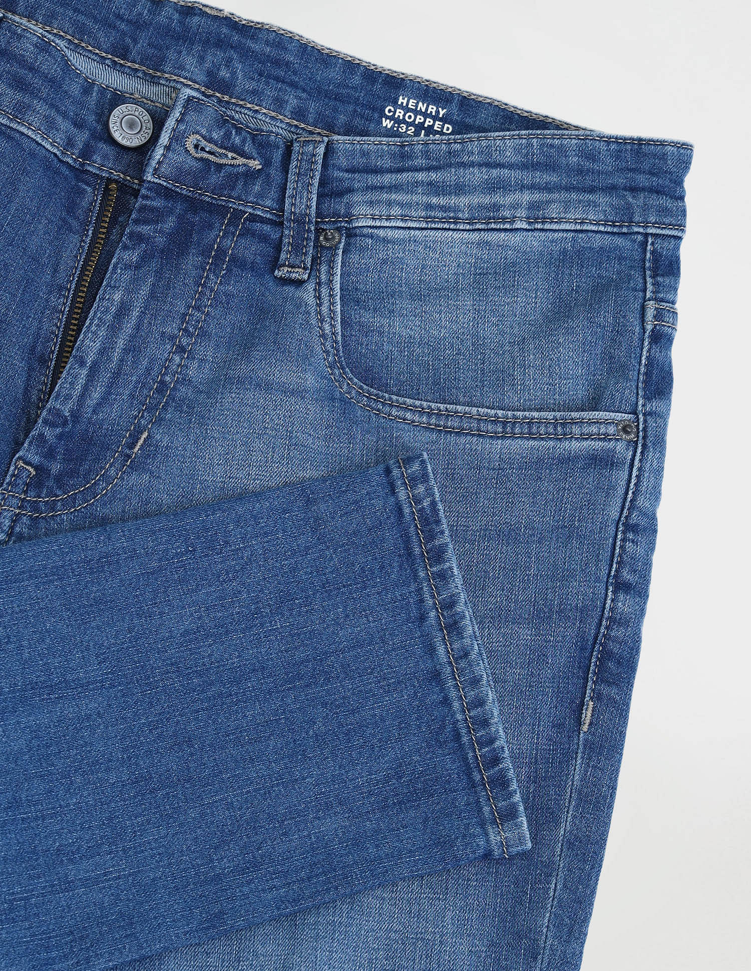 Henry Tapered Cropped Fit Blue Jeans - Image 2