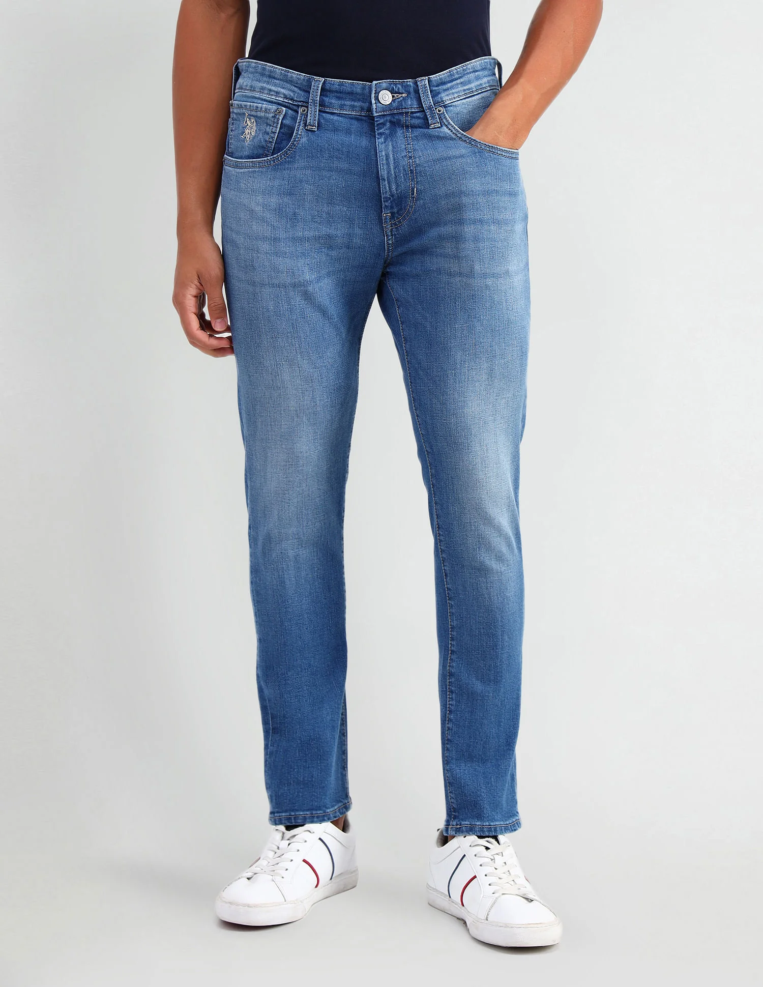 Henry Tapered Cropped Fit Blue Jeans - Image 6