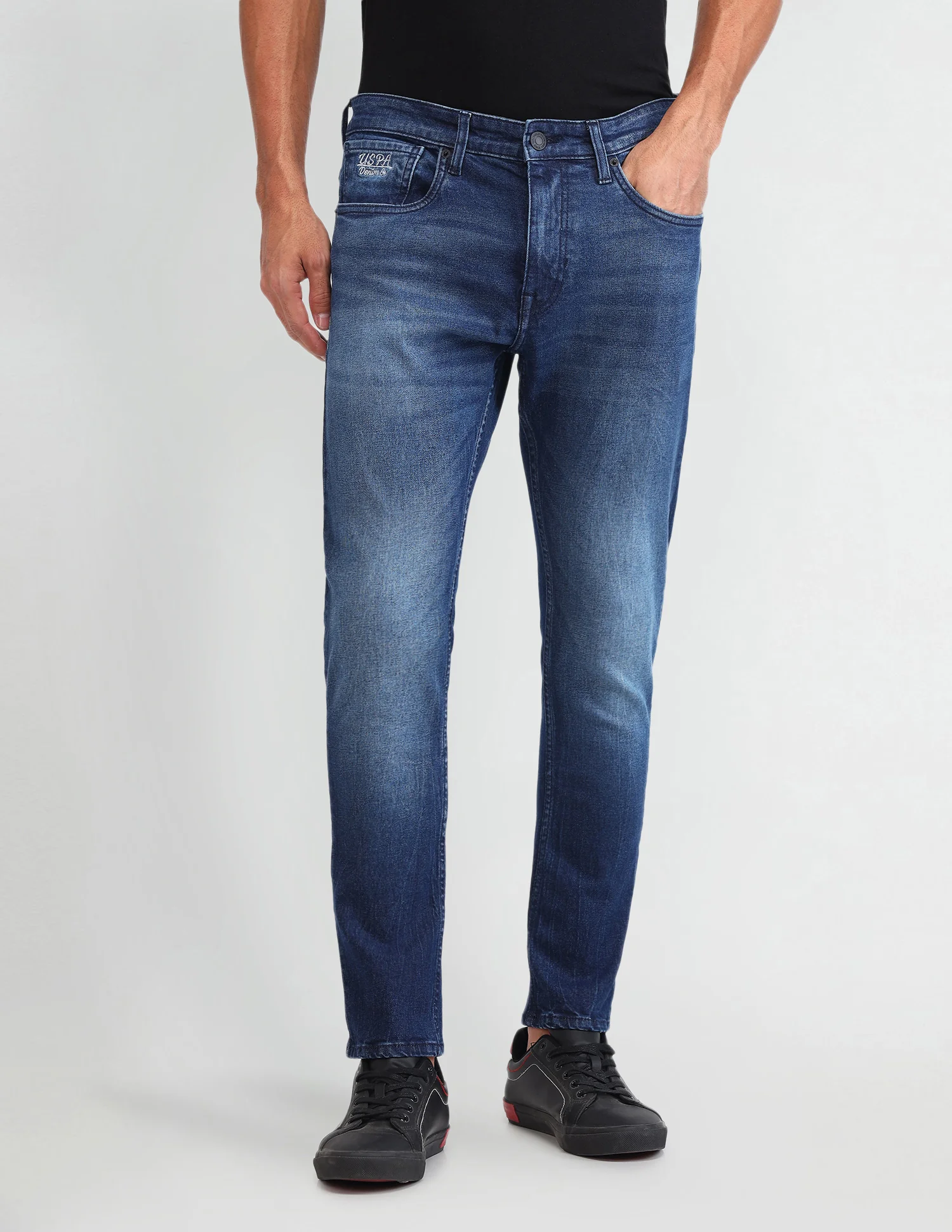 Henry Tapered Cropped Fit Blue Jeans - Image 6