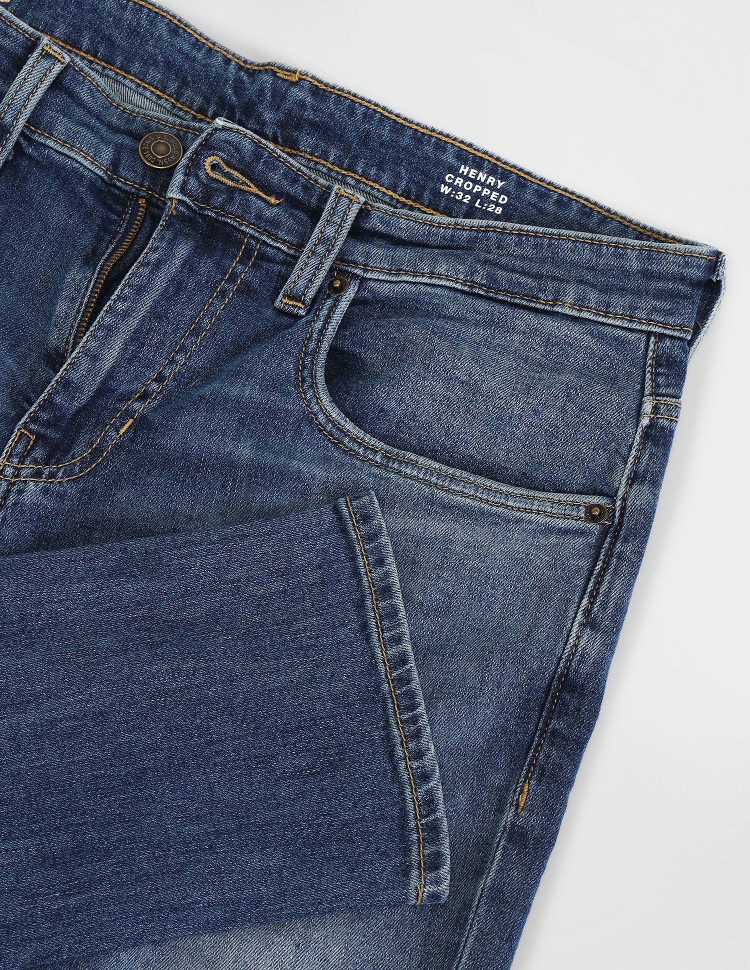Henry Tapered Fit Cropped Blue Jeans - Image 2