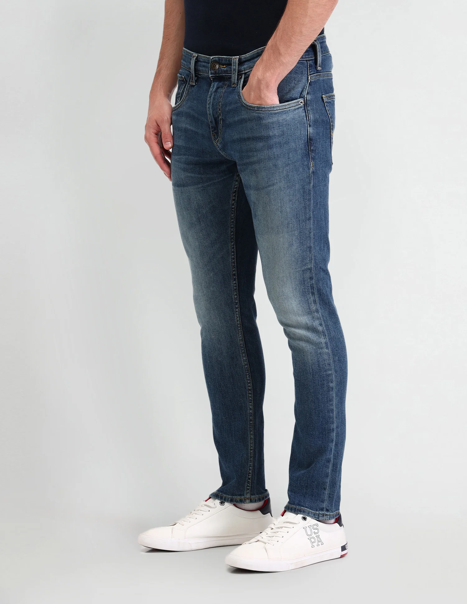 Henry Tapered Fit Cropped Blue Jeans - Image 4