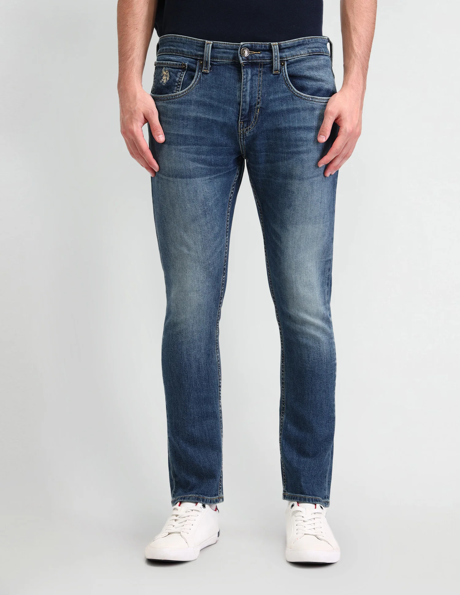 Henry Tapered Fit Cropped Blue Jeans - Image 6