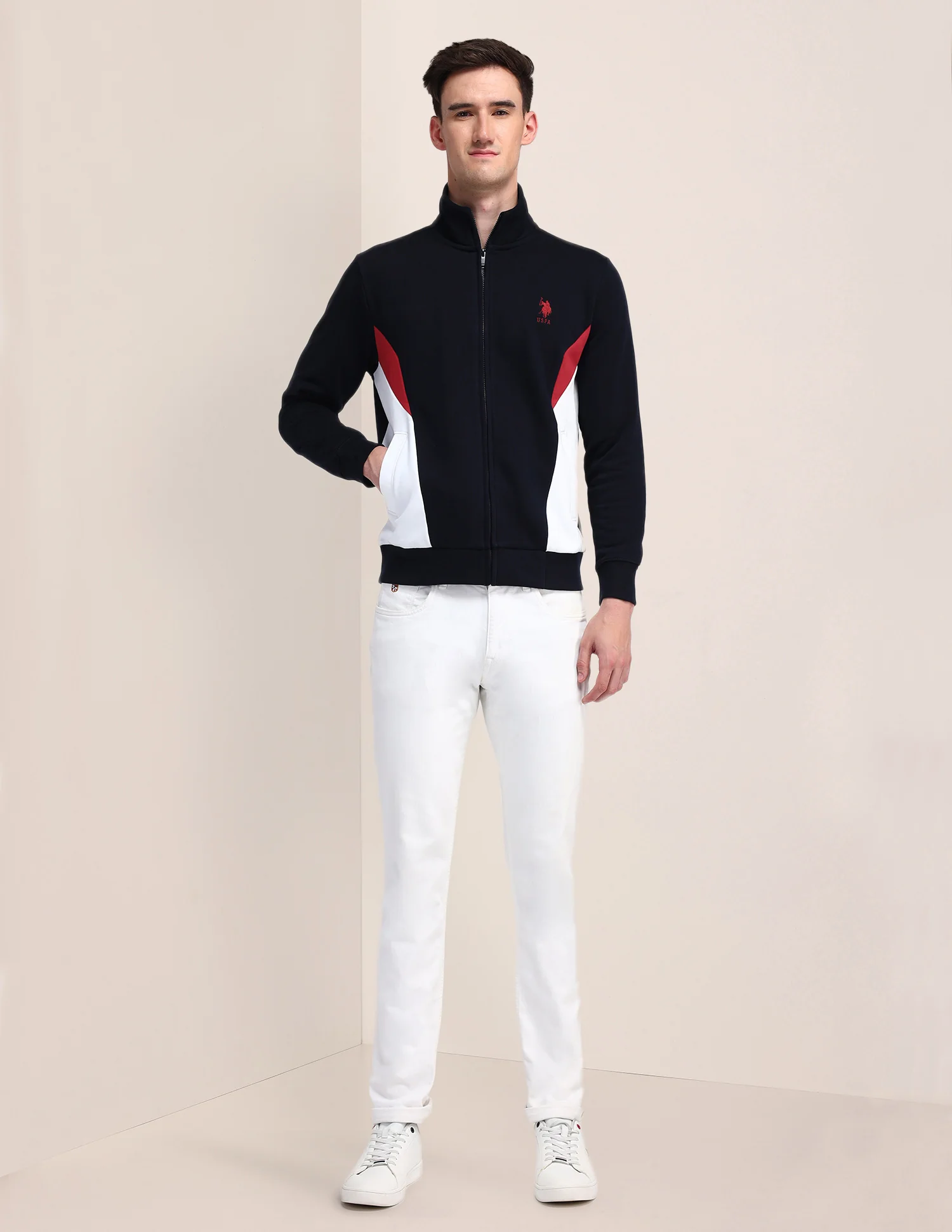 High Neck Colour Blocked Sweatshirt - Image 3