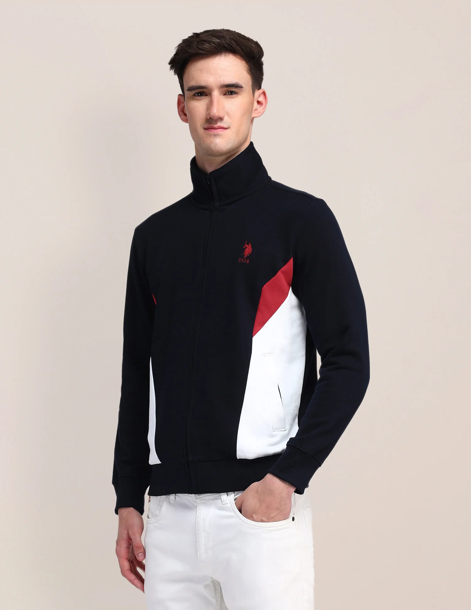 High Neck Colour Blocked Sweatshirt - Image 4