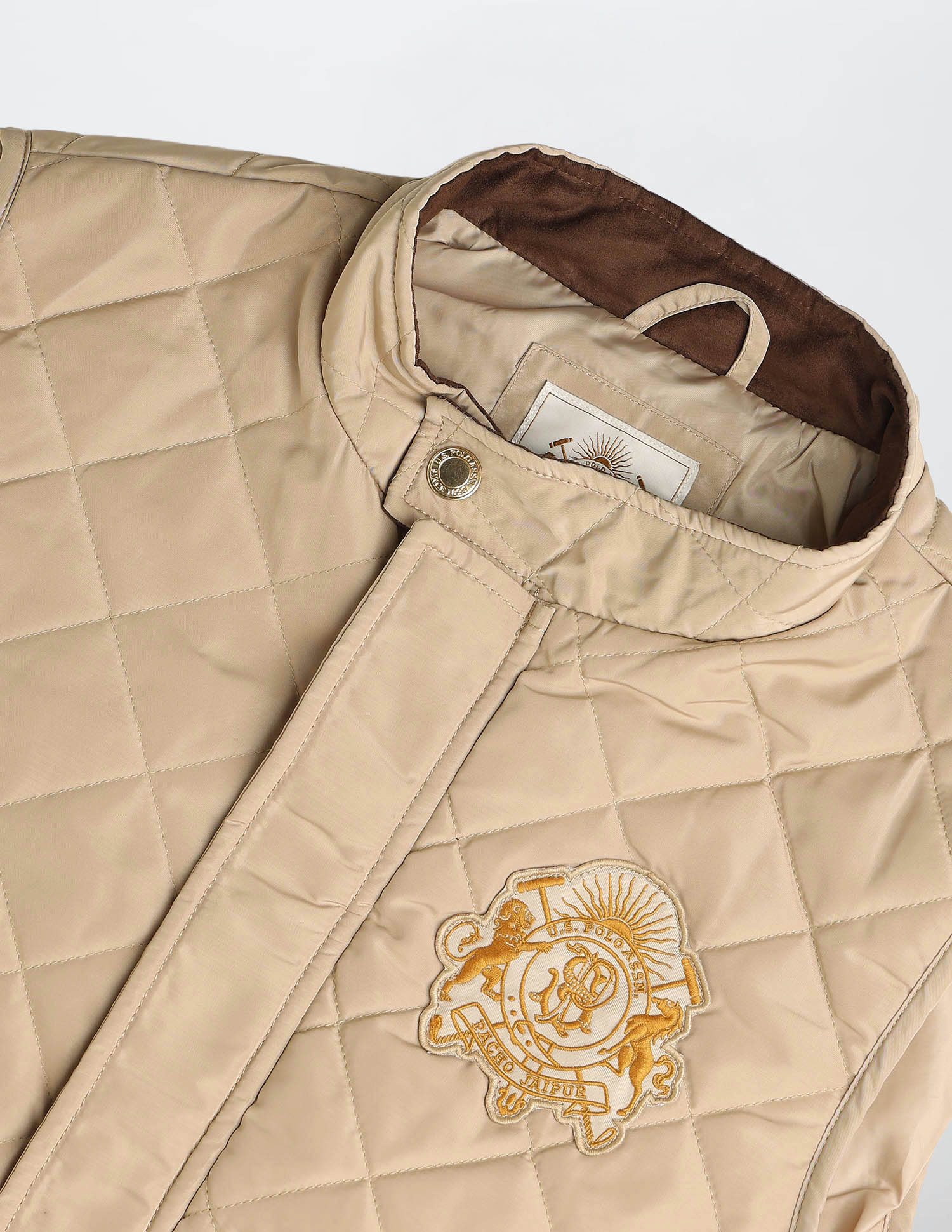 High Neck Solid Quilted Jacket - Image 2