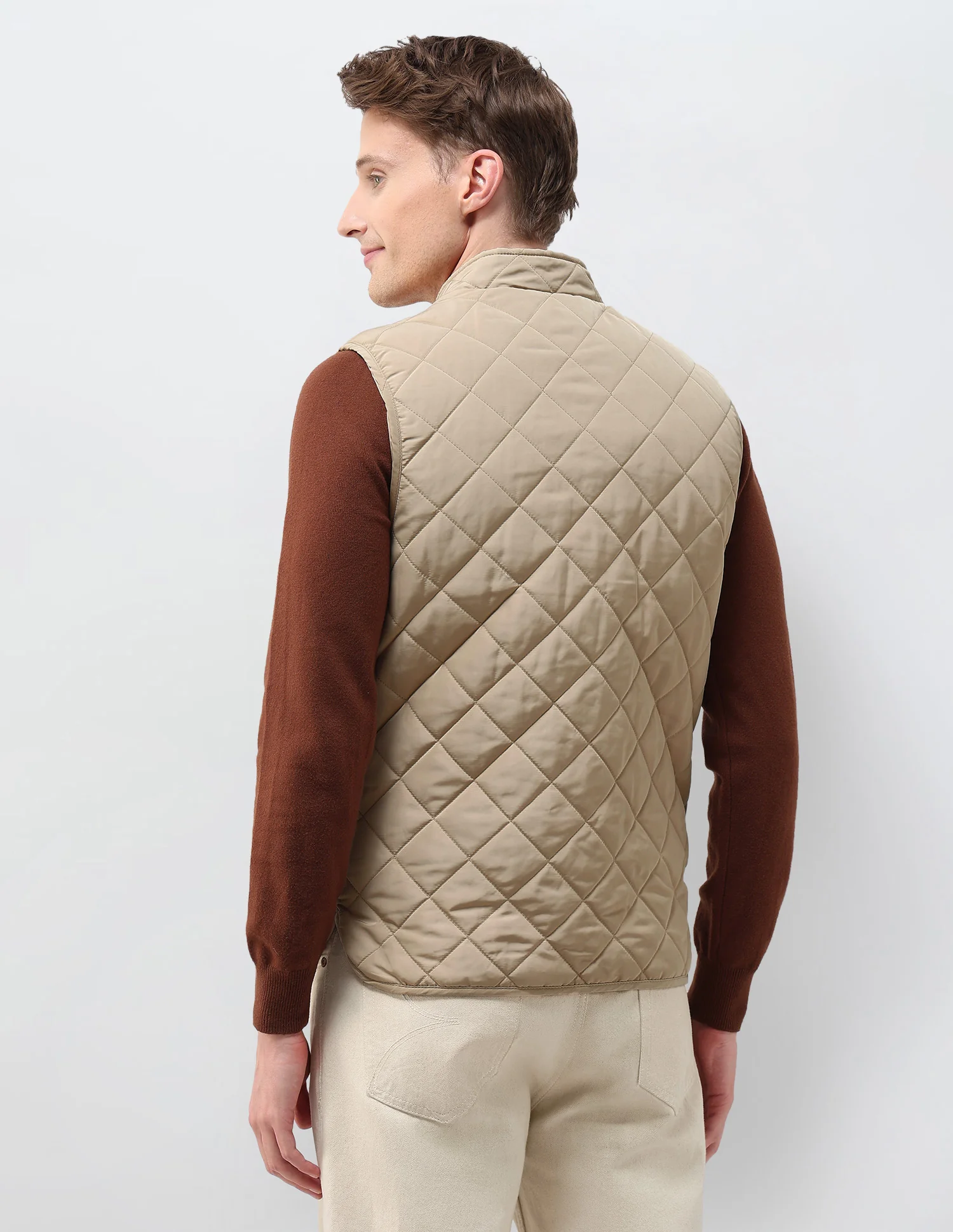 High Neck Solid Quilted Jacket - Image 5