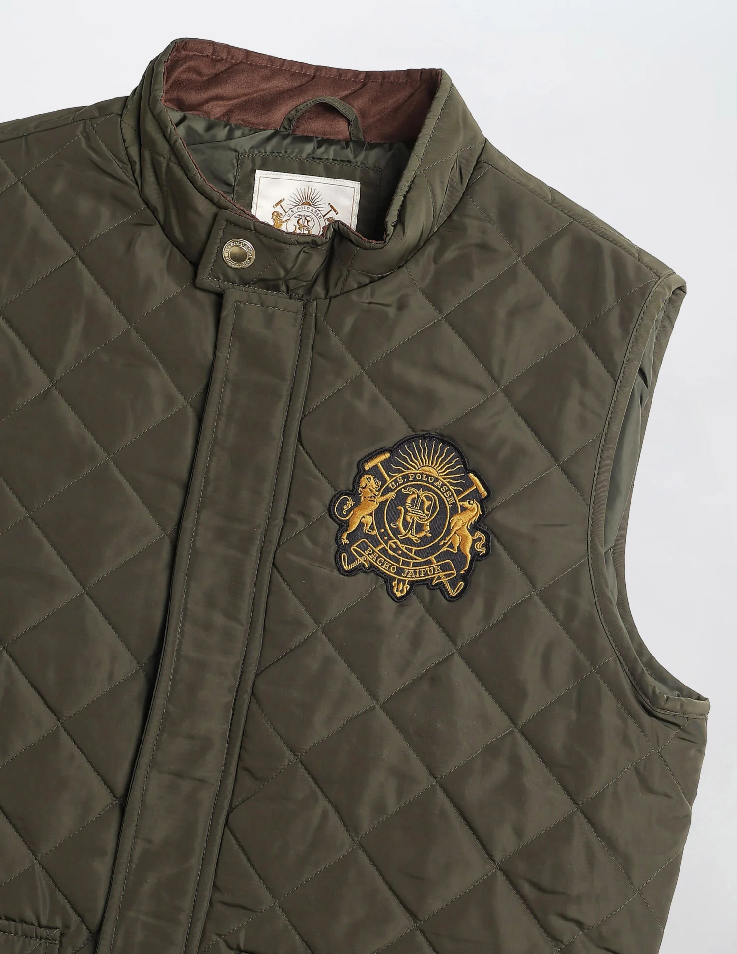 High Neck Solid Quilted Jacket - Image 2