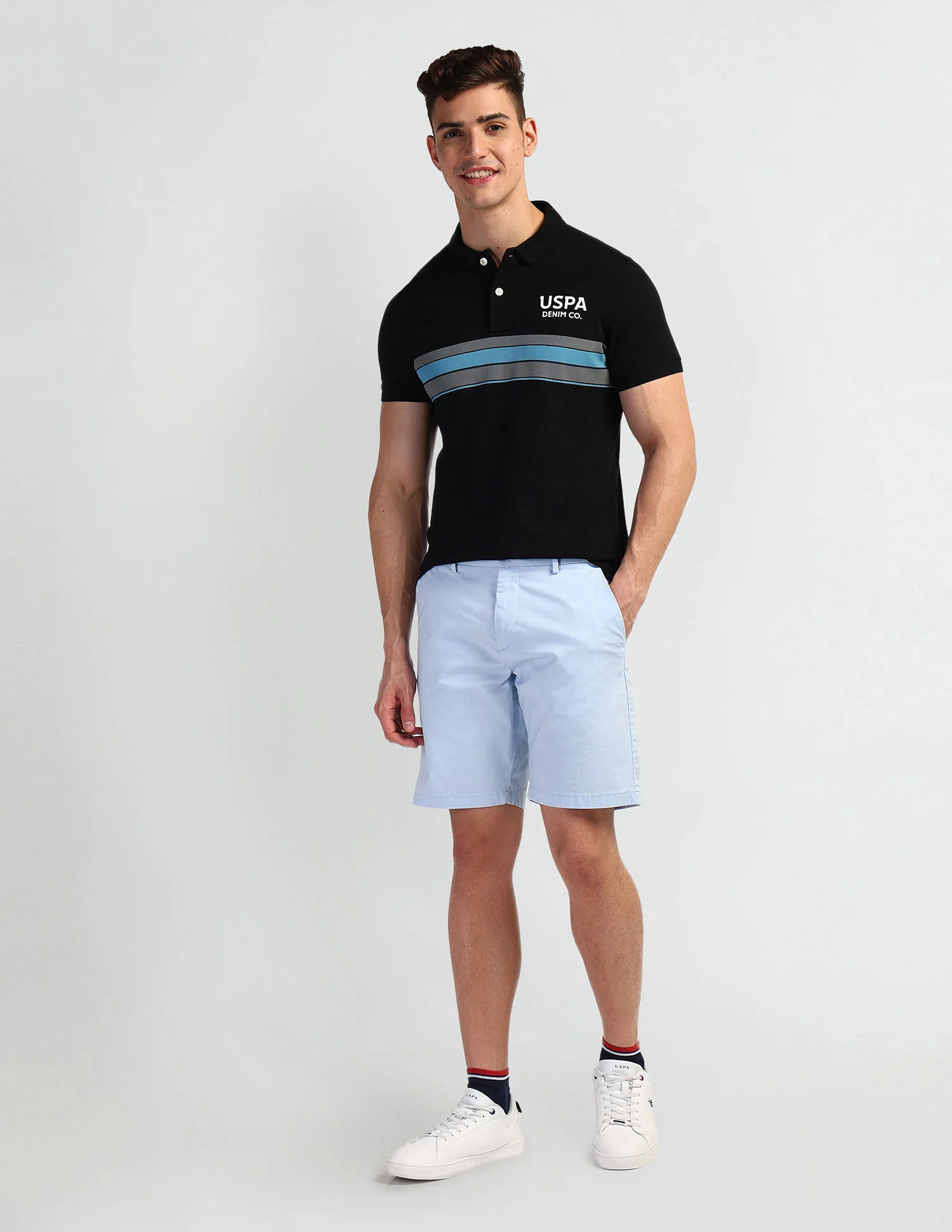 Horizontal Stripe Muscle Fit Polo Shirt - Image 3