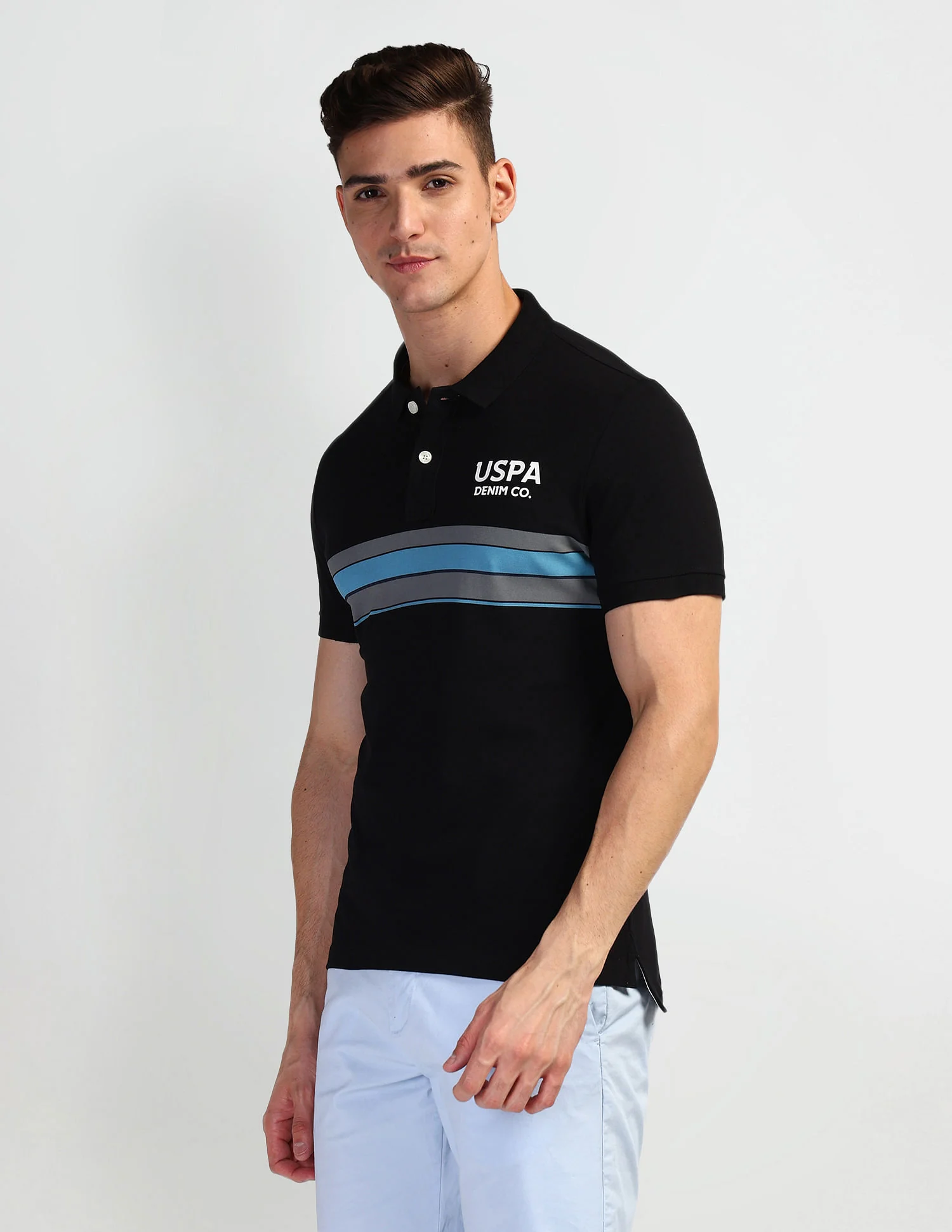 Horizontal Stripe Muscle Fit Polo Shirt - Image 4