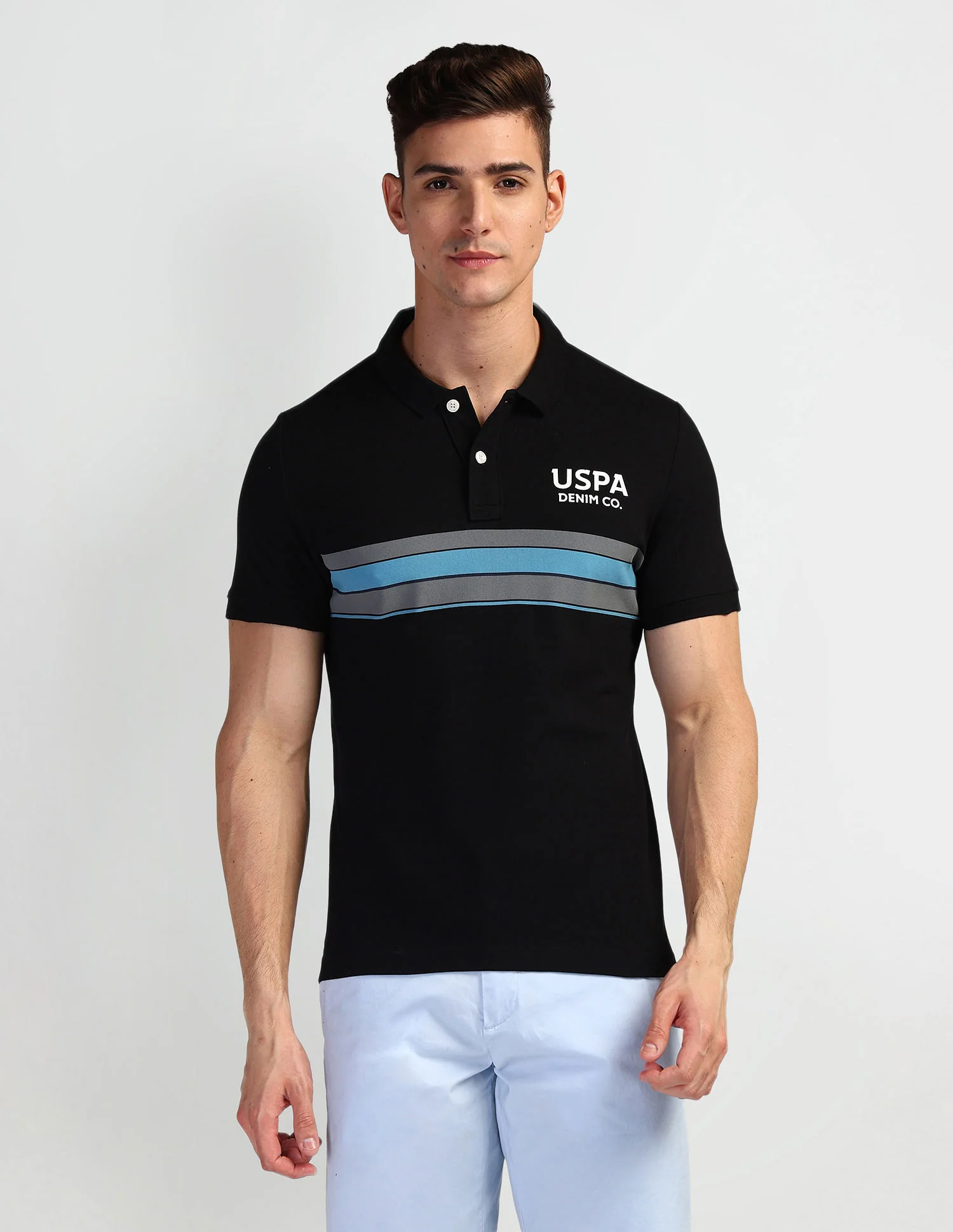 Horizontal Stripe Muscle Fit Polo Shirt - Image 6