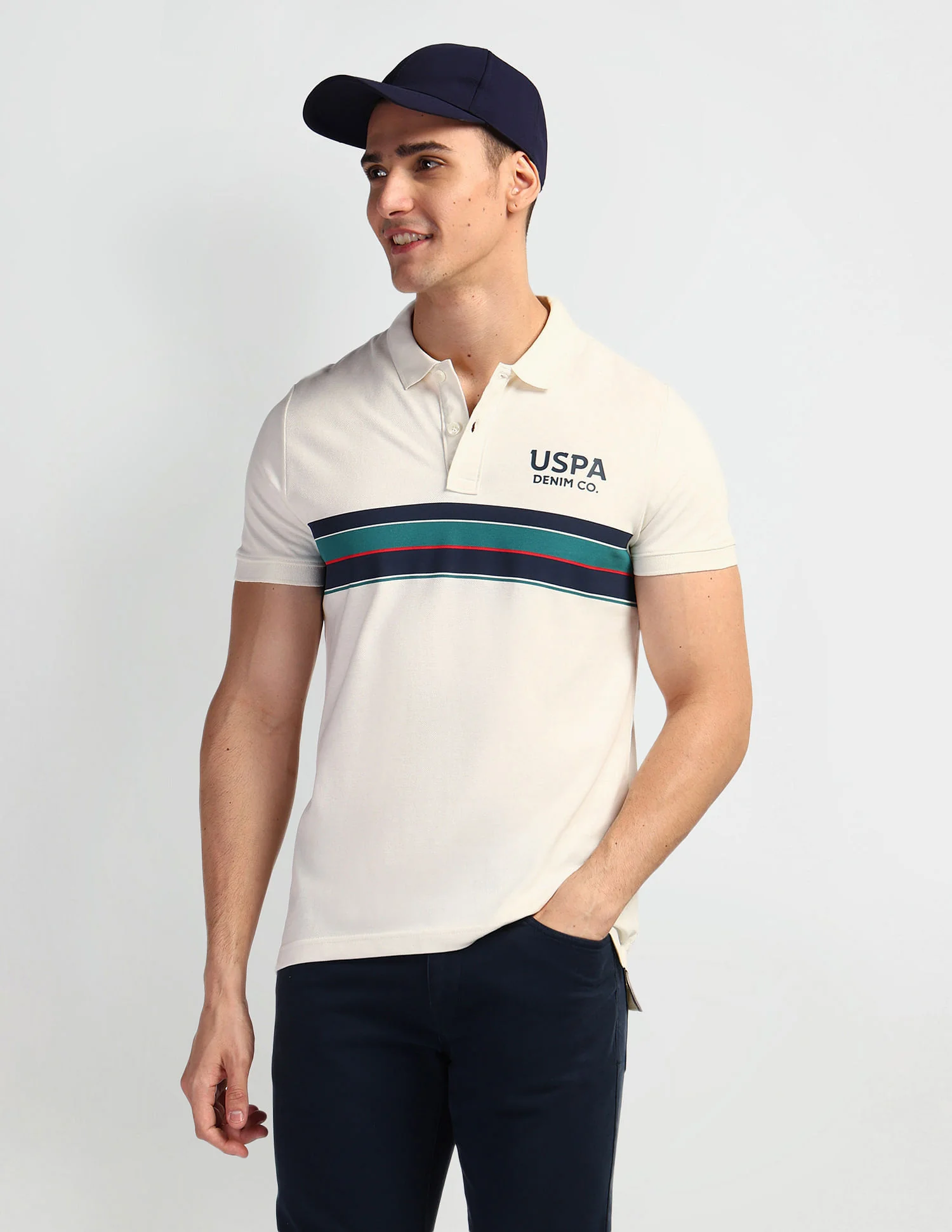 Horizontal Stripe Muscle Fit Polo Shirt