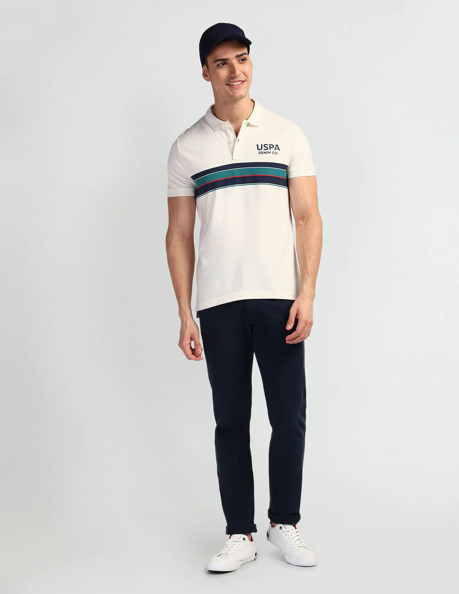 Horizontal Stripe Muscle Fit Polo Shirt - Image 3