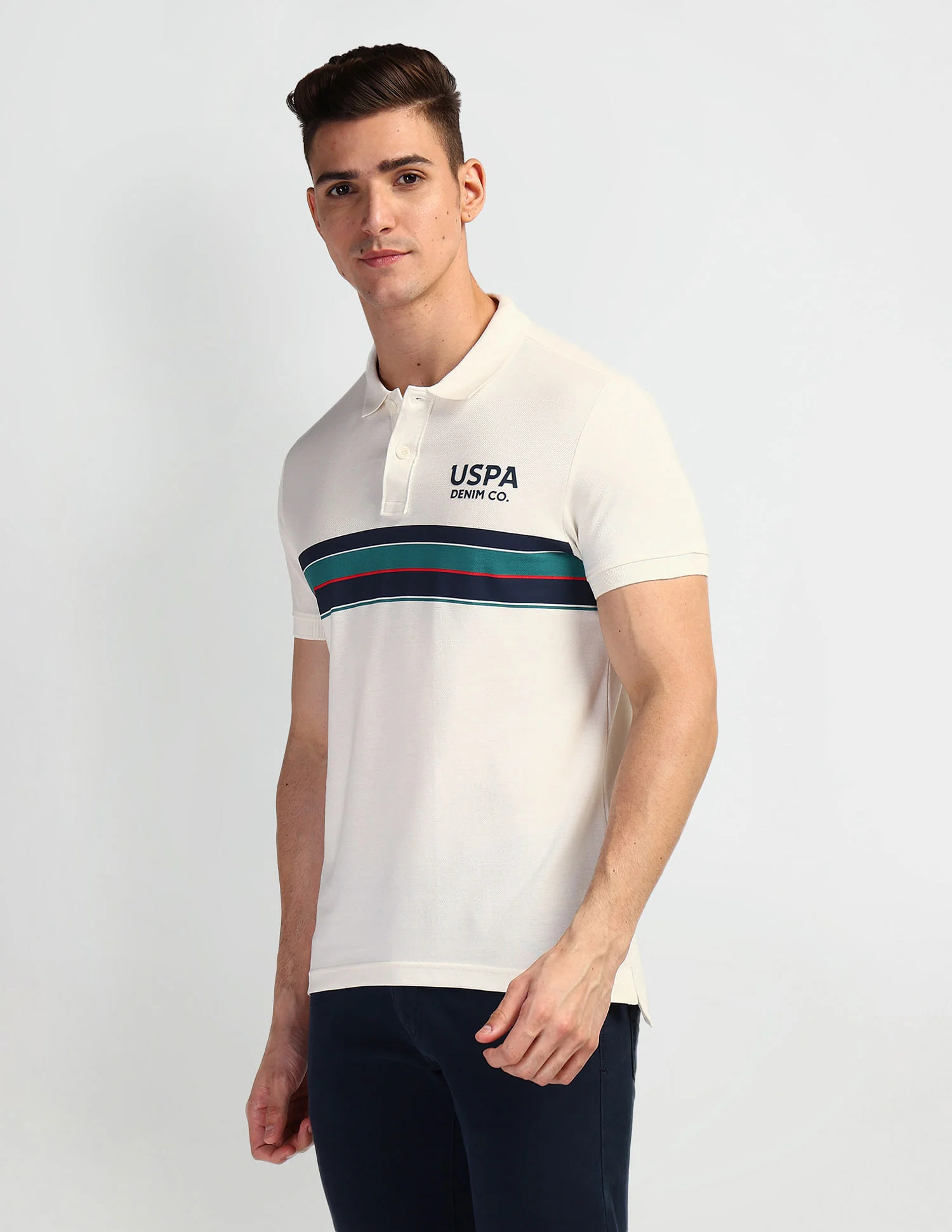Horizontal Stripe Muscle Fit Polo Shirt - Image 4