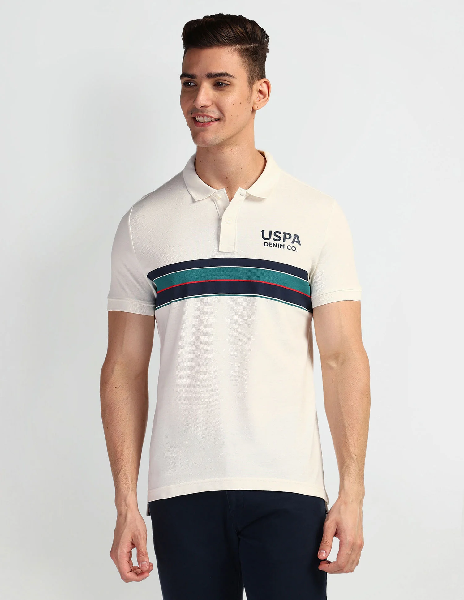 Horizontal Stripe Muscle Fit Polo Shirt - Image 6