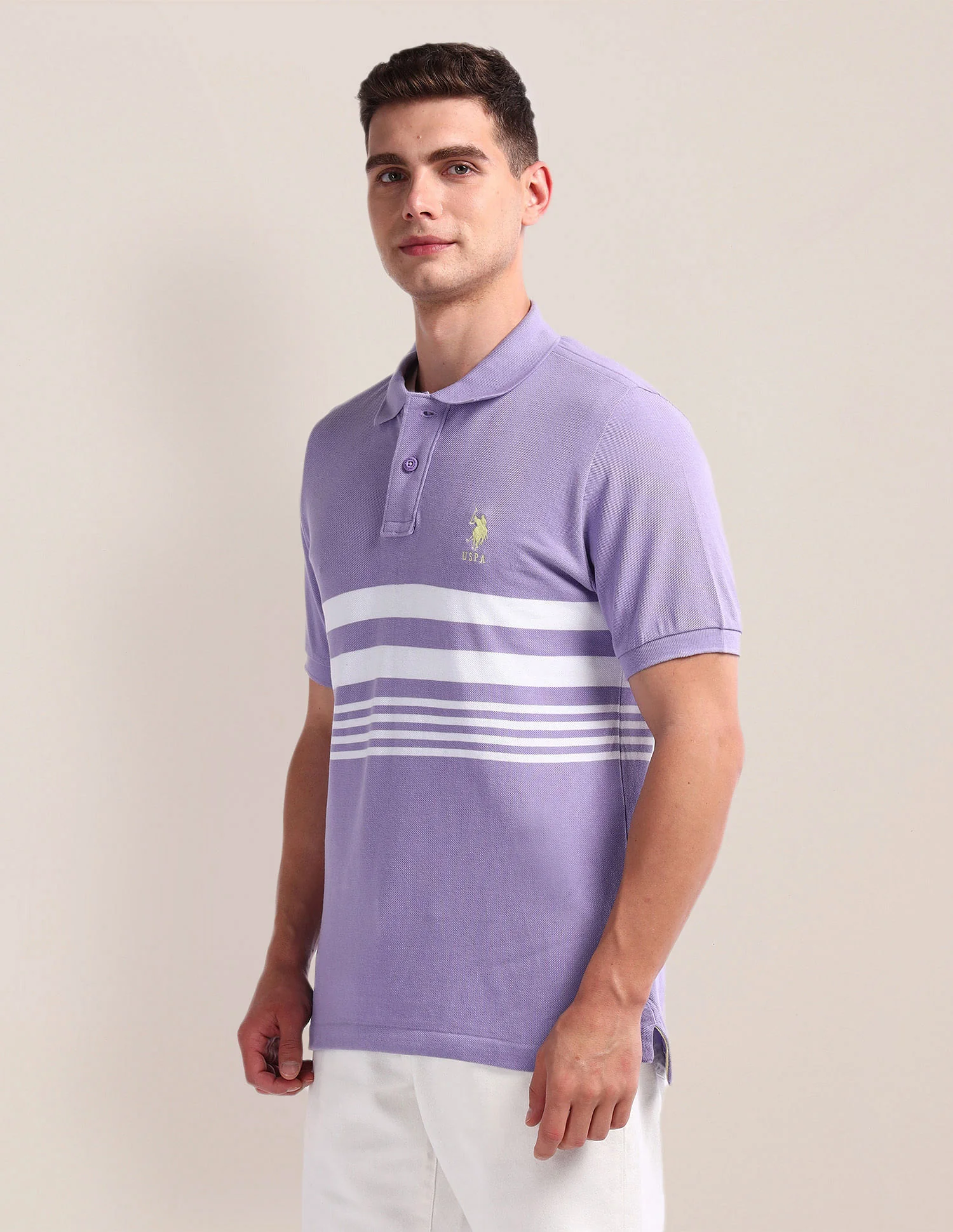 Horizontal Stripe Slim Polo Shirt - Image 4