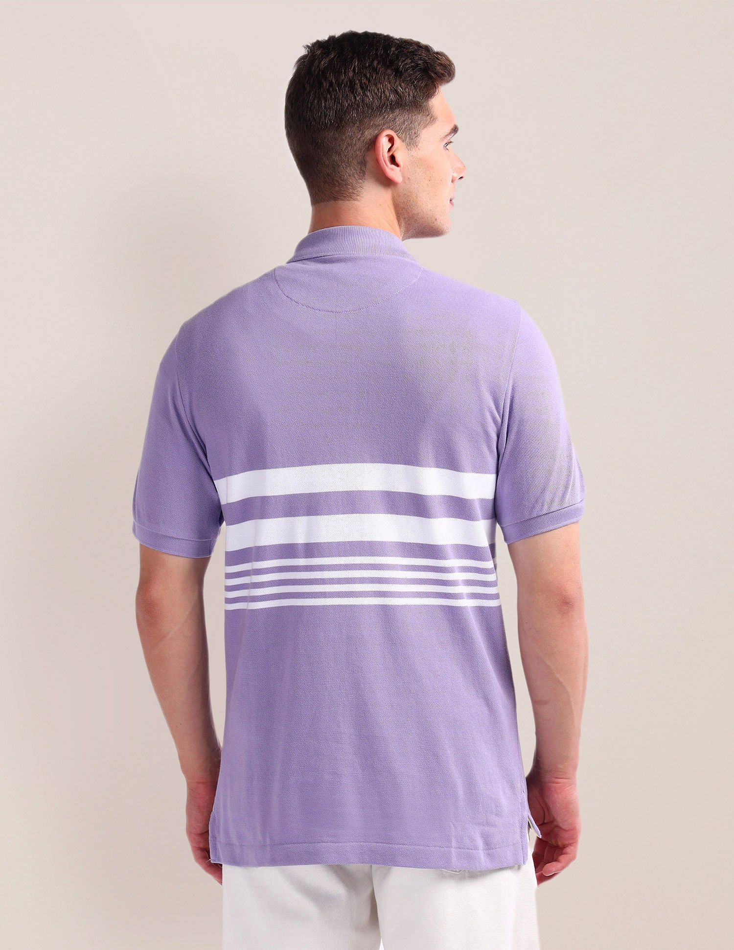 Horizontal Stripe Slim Polo Shirt - Image 5