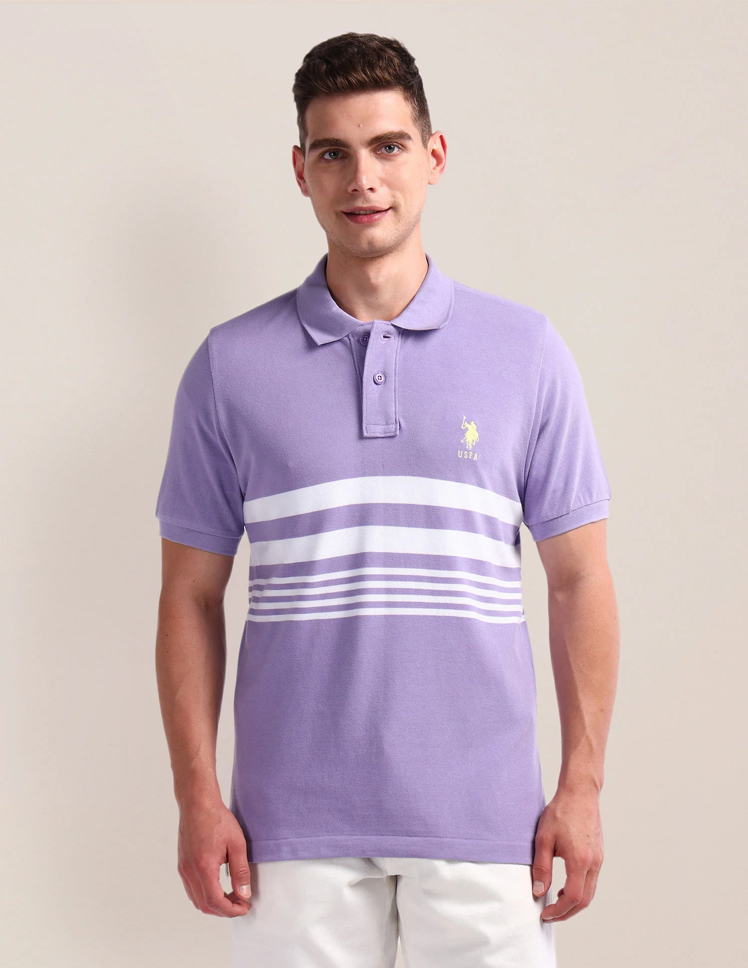 Horizontal Stripe Slim Polo Shirt - Image 6