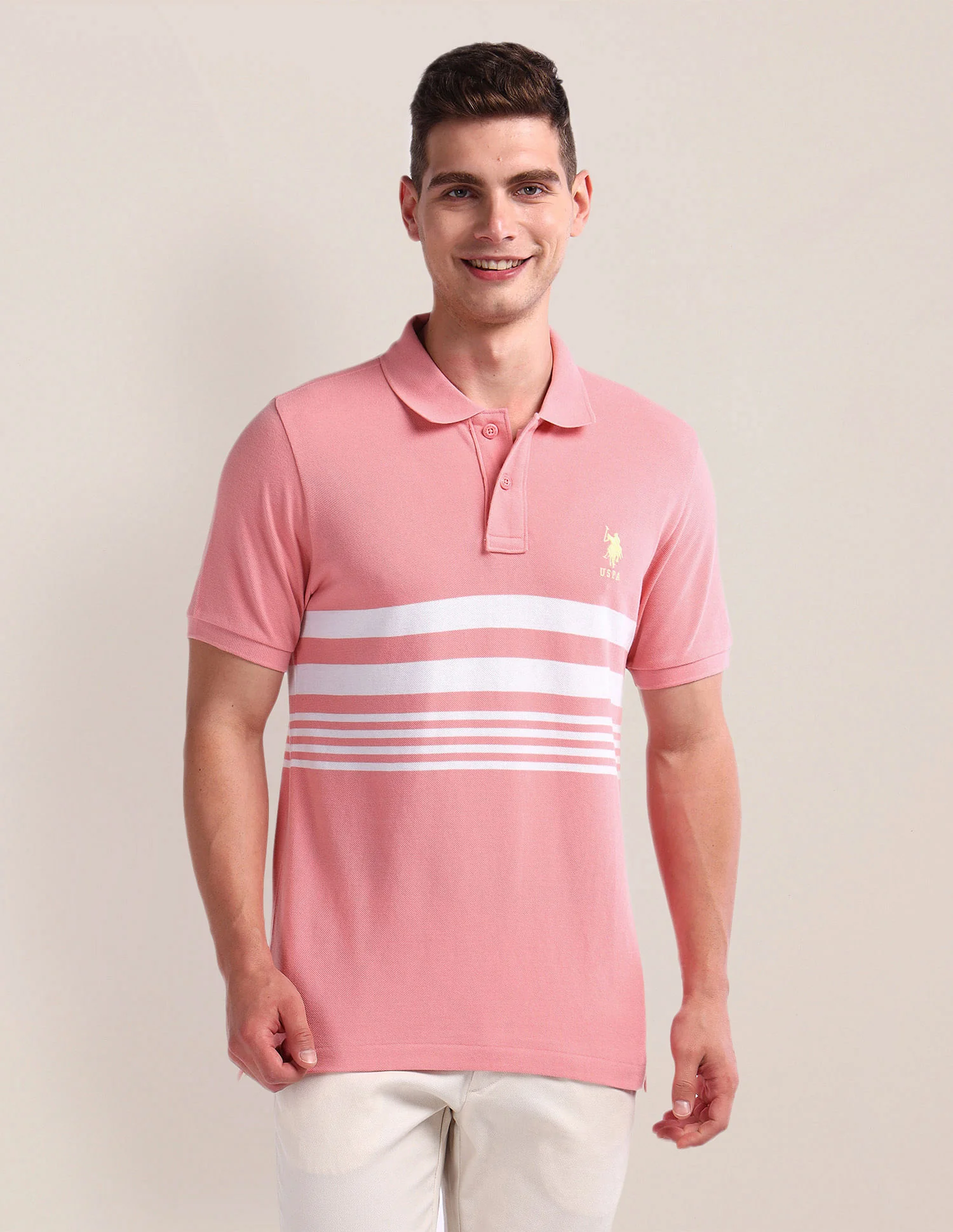 Horizontal Stripe Slim Polo Shirt