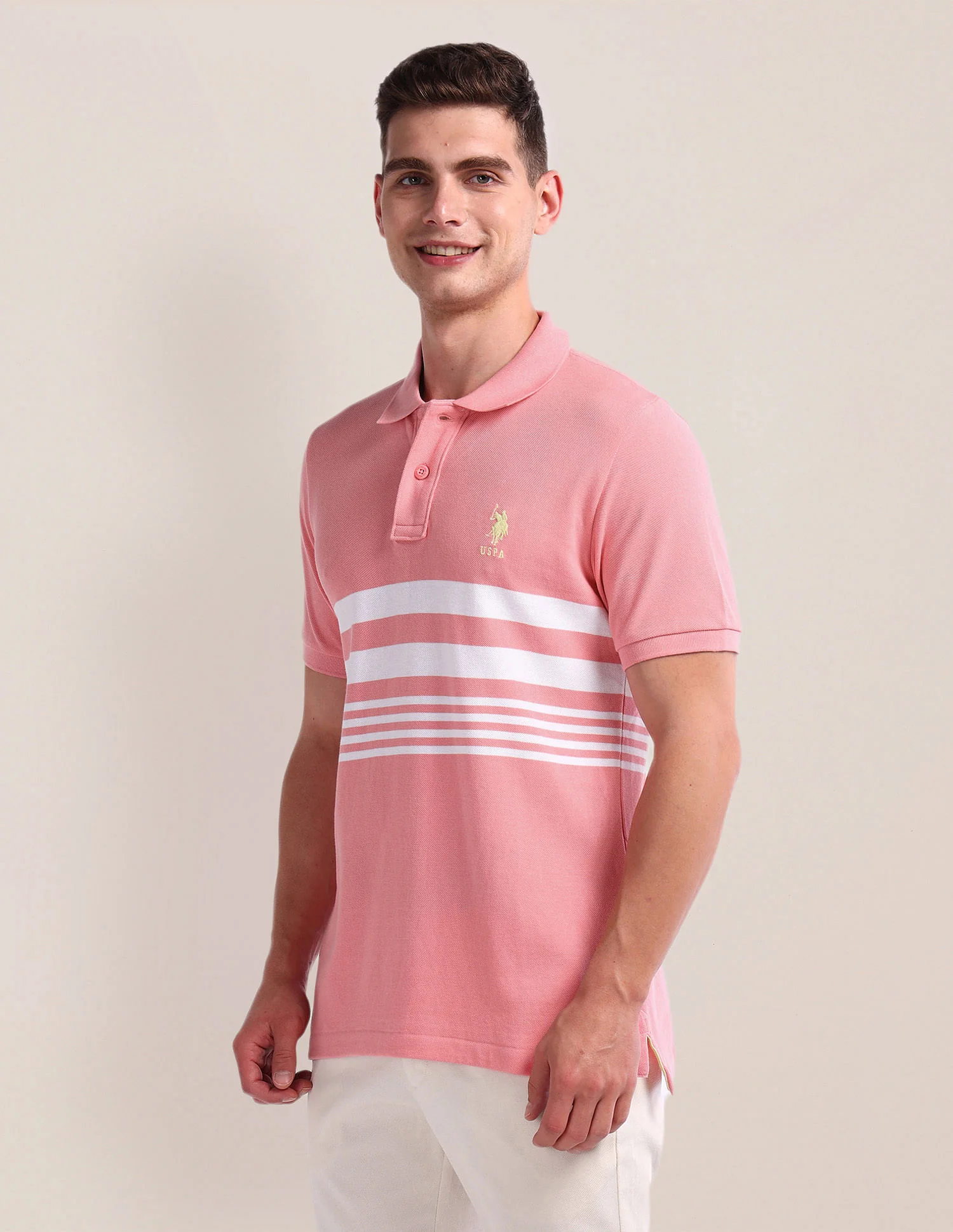 Horizontal Stripe Slim Polo Shirt - Image 4