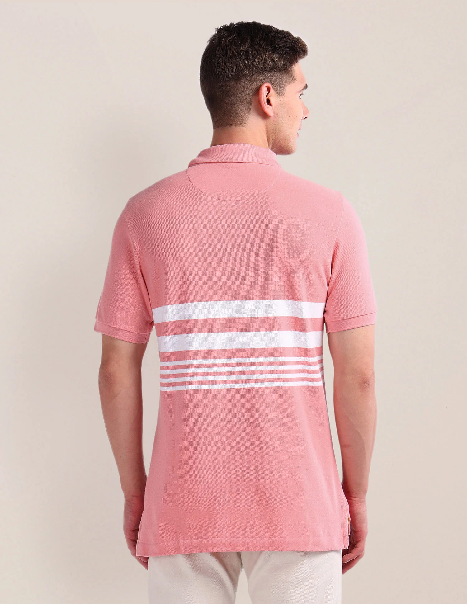 Horizontal Stripe Slim Polo Shirt - Image 5