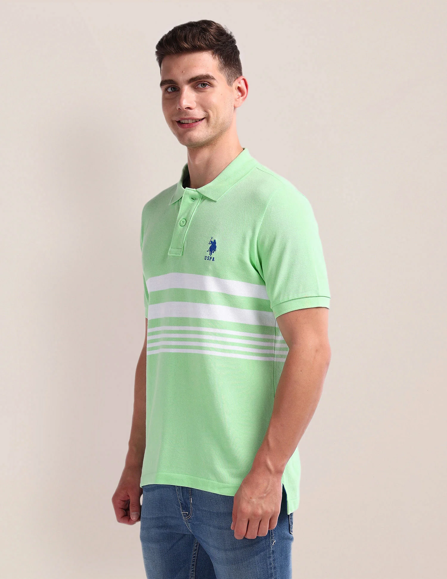 Horizontal Stripe Slim Polo Shirt - Image 3