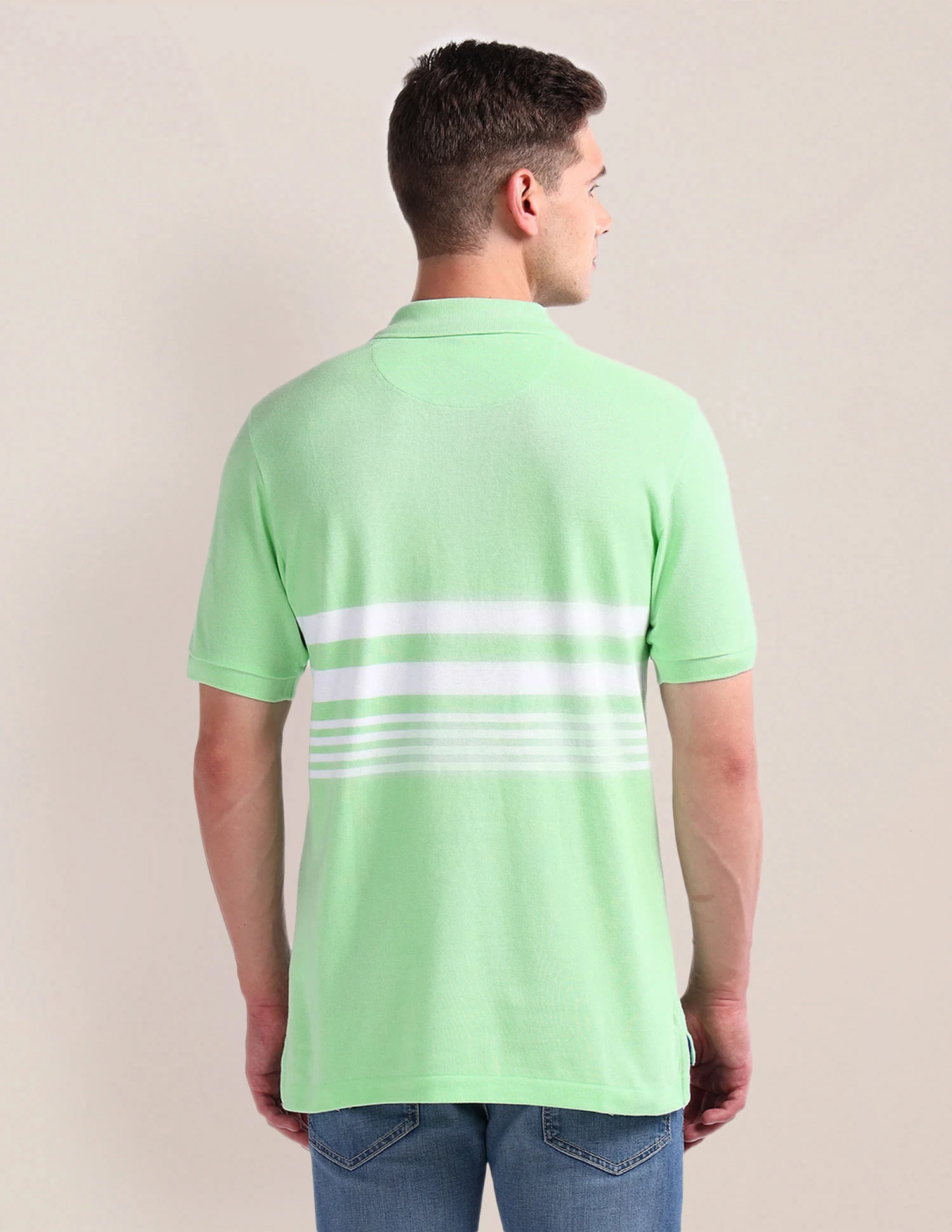 Horizontal Stripe Slim Polo Shirt - Image 4