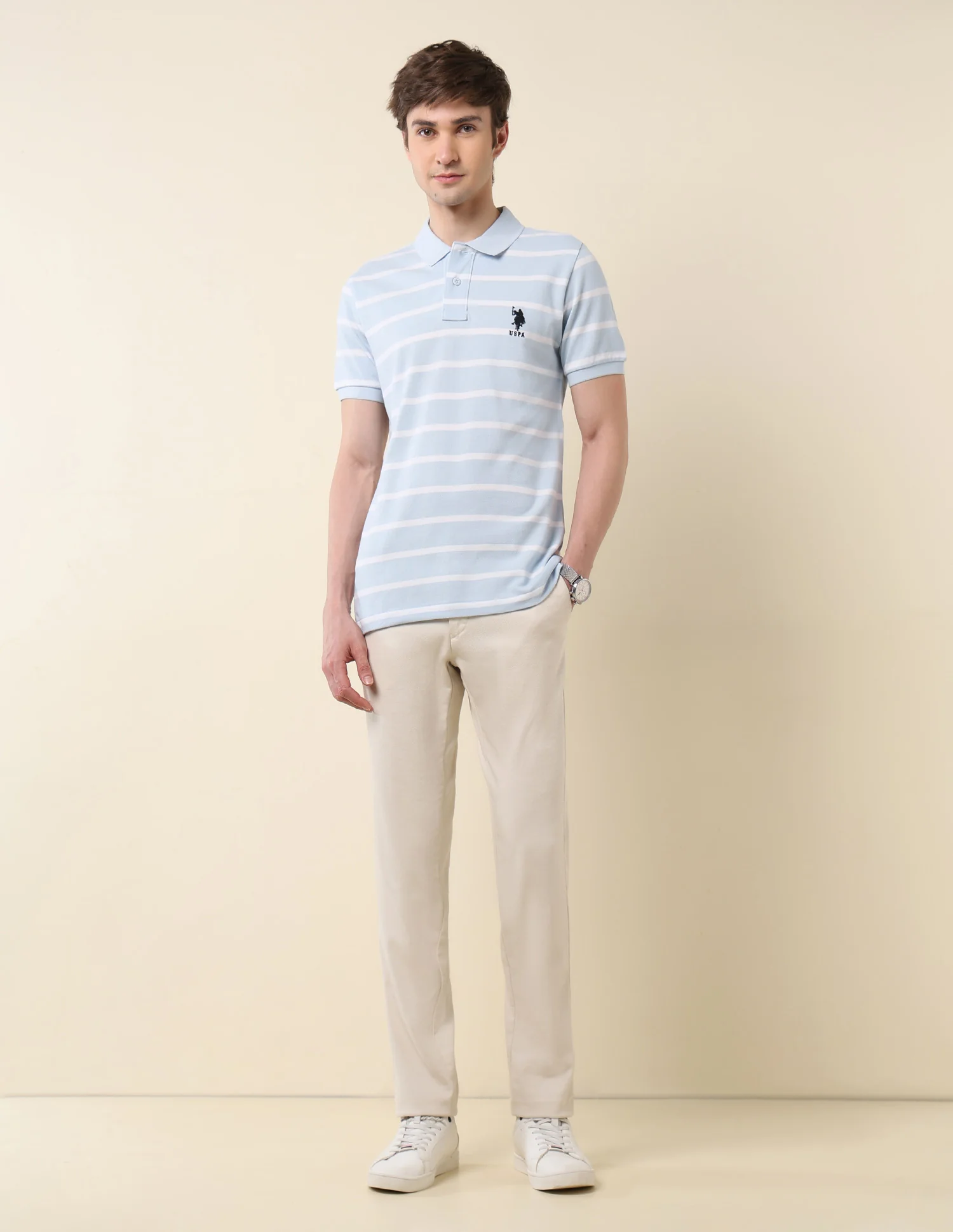 Horizontal Striped Classic Polo Shirt - Image 3