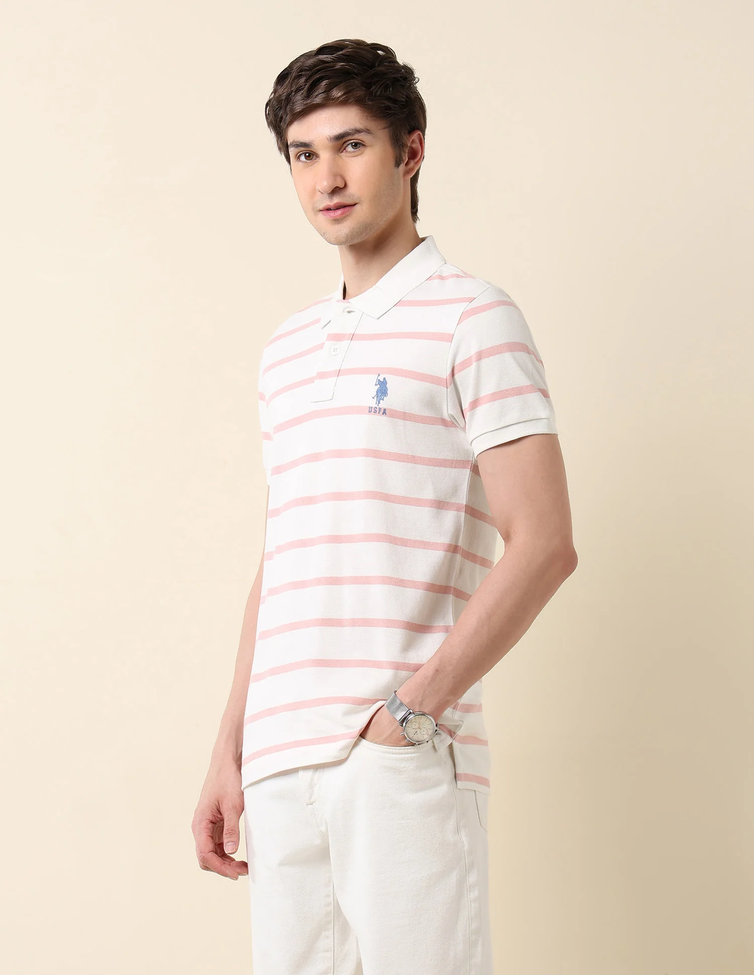 Horizontal Striped Classic Polo Shirt