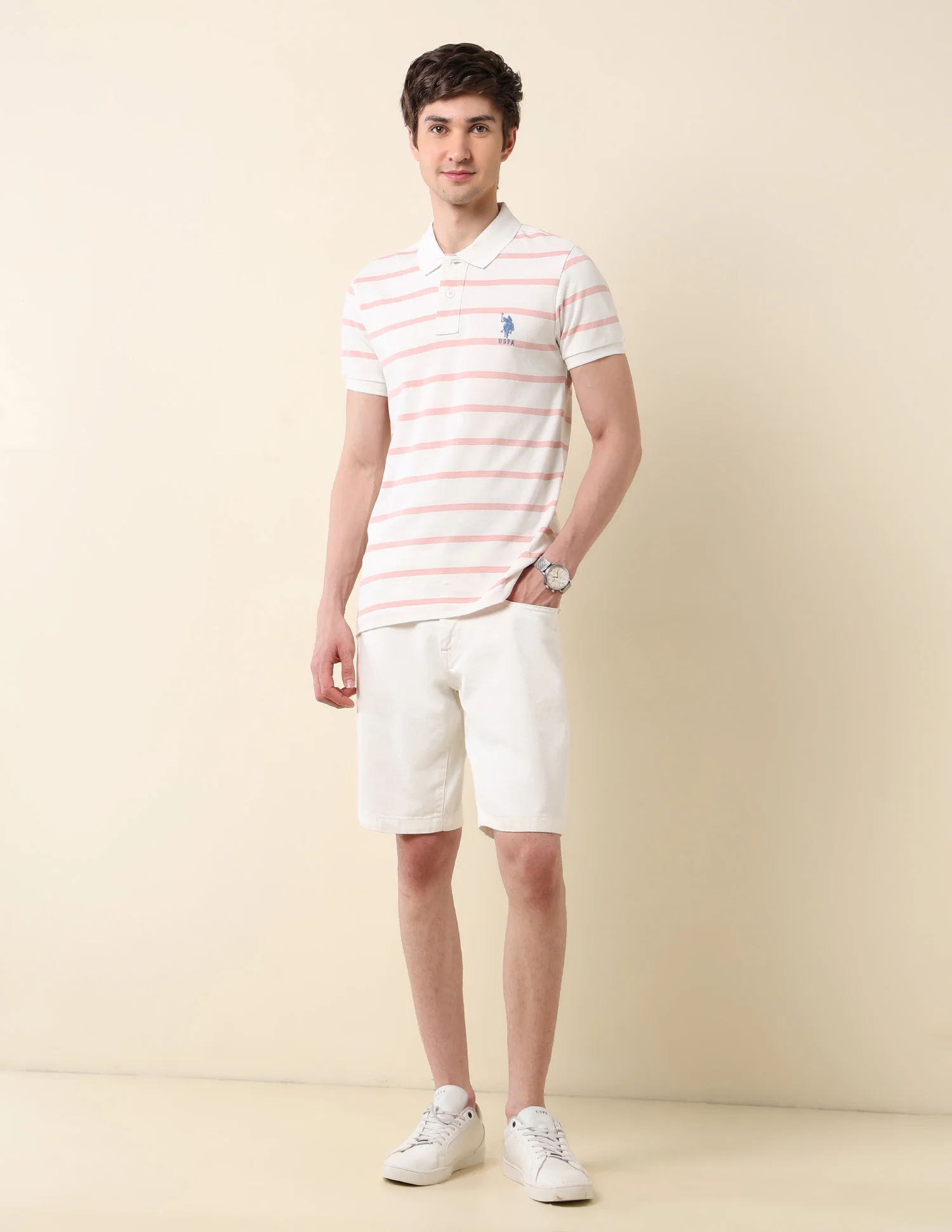 Horizontal Striped Classic Polo Shirt - Image 3