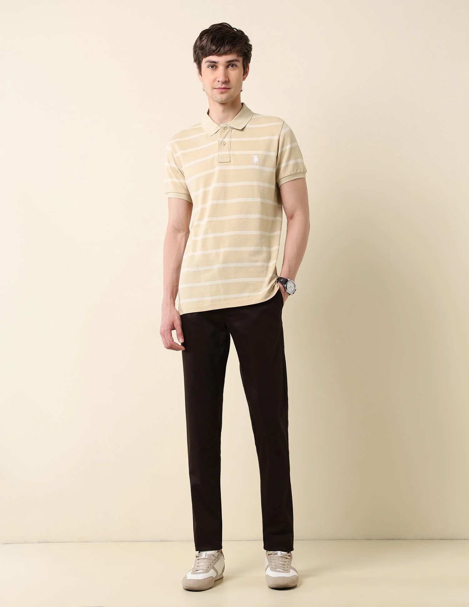 Horizontal Striped Classic Polo Shirt - Image 3