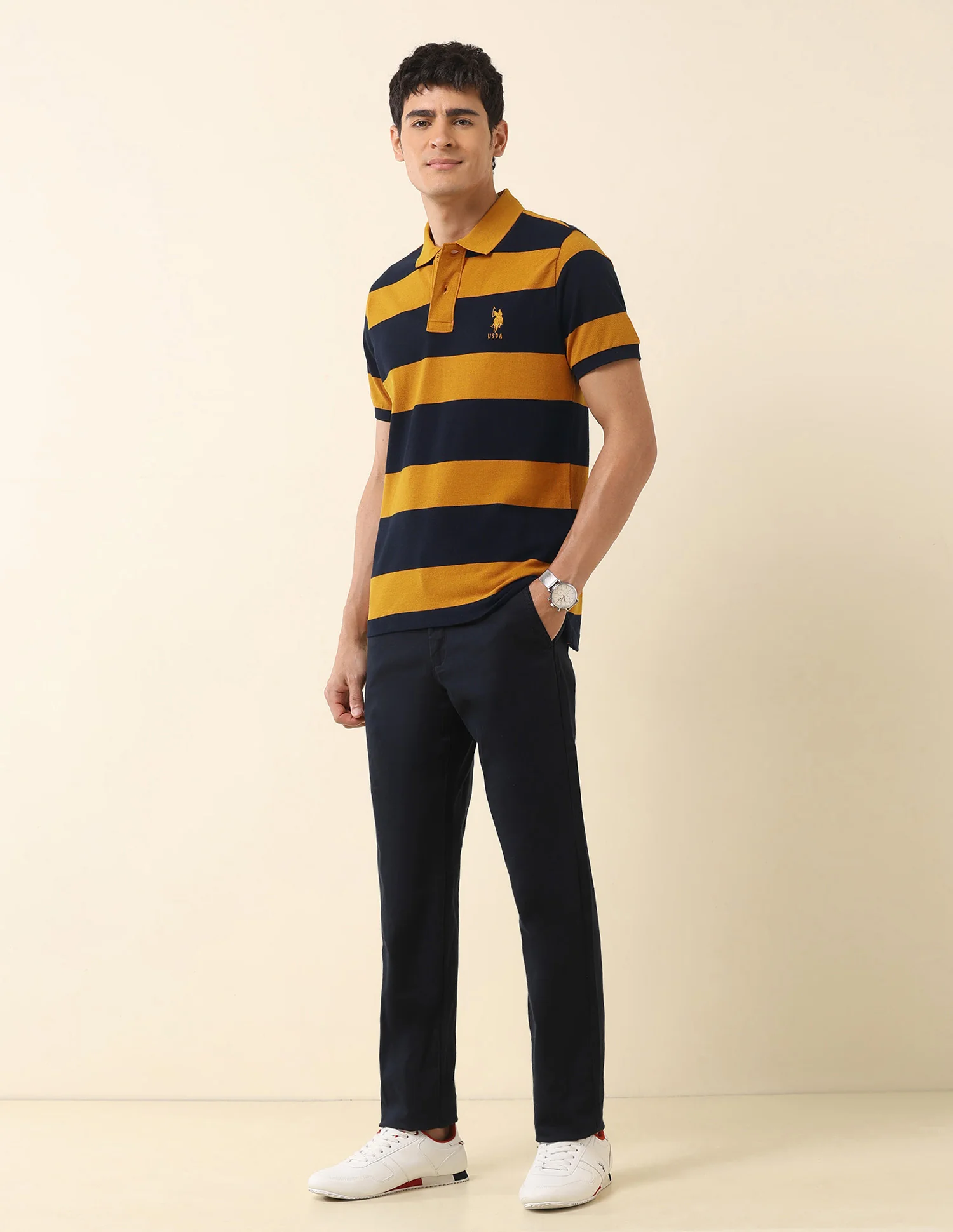 Horizontal Striped Classic Polo Shirt - Image 3